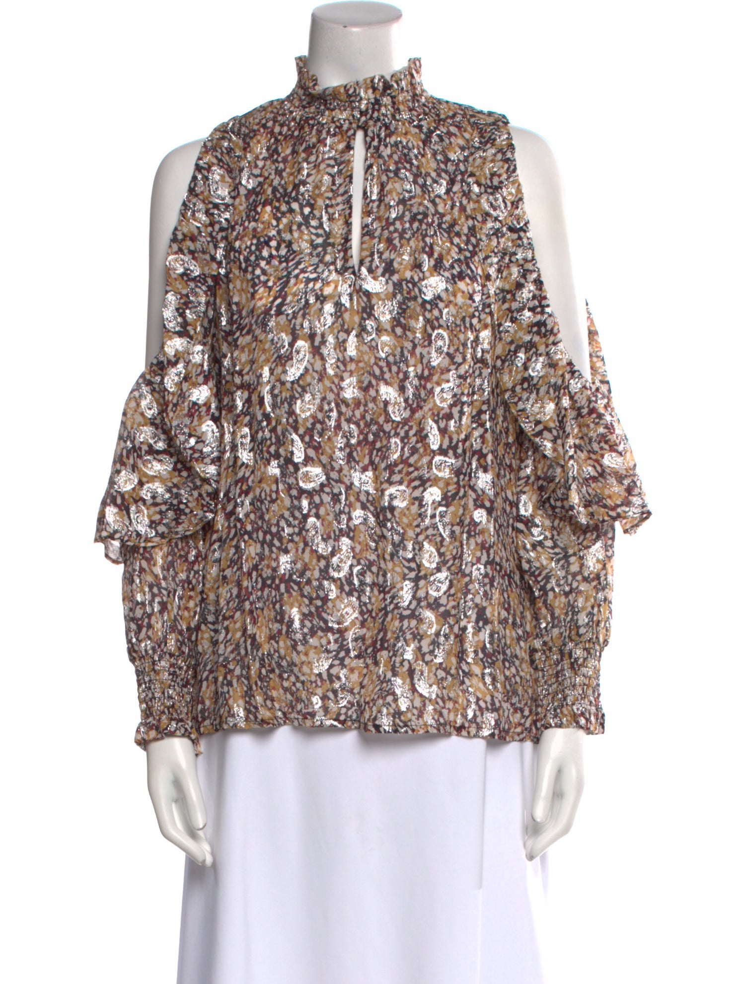 Maje Floral Print Mock Neck Blouse w/ Tags
