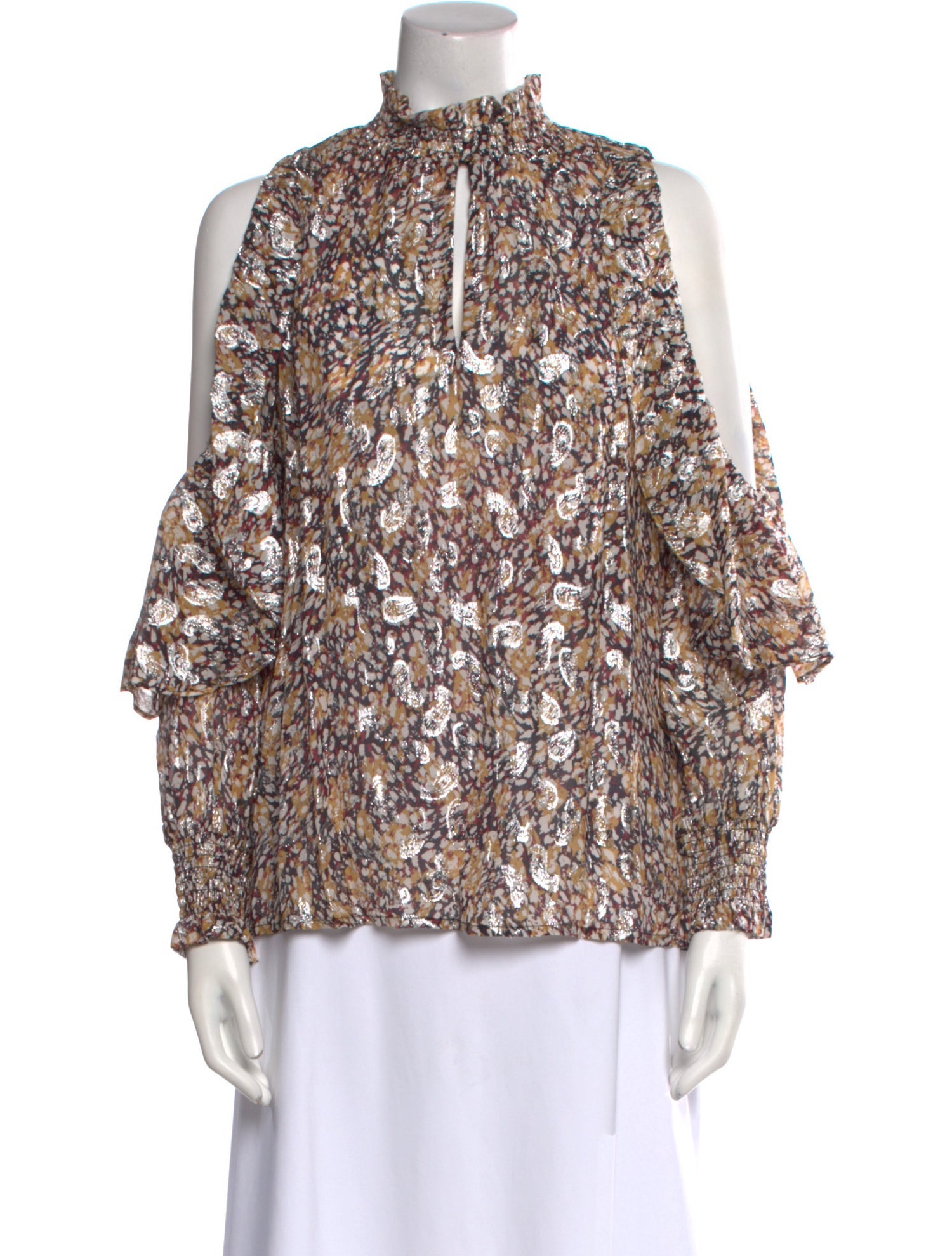 Maje Floral Print Mock Neck Blouse w/ Tags