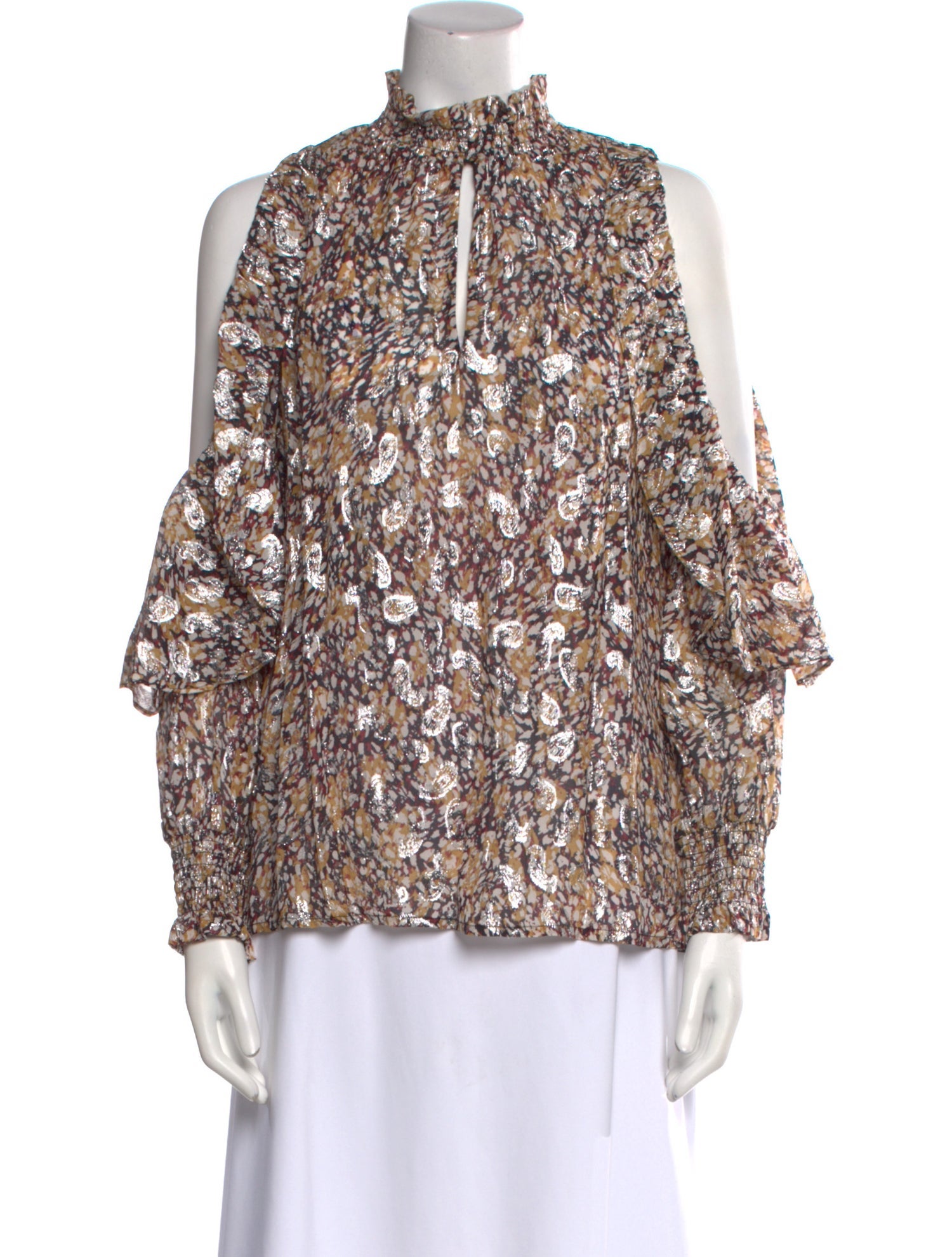 Maje Floral Print Mock Neck Blouse w/ Tags