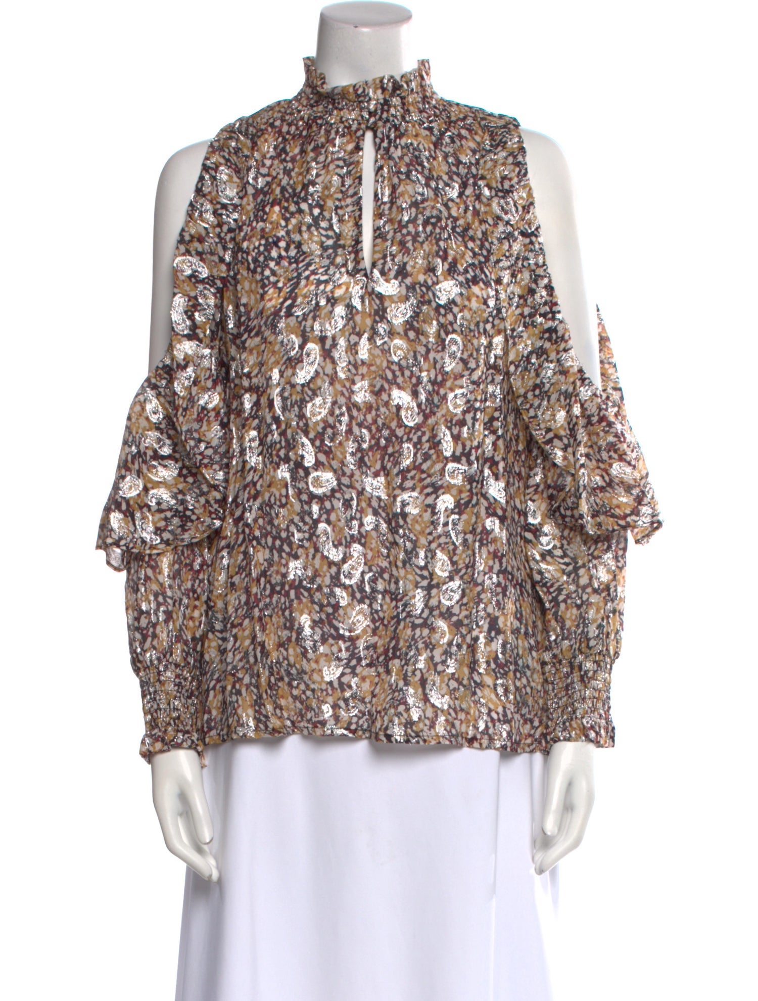 Maje Floral Print Mock Neck Blouse w/ Tags