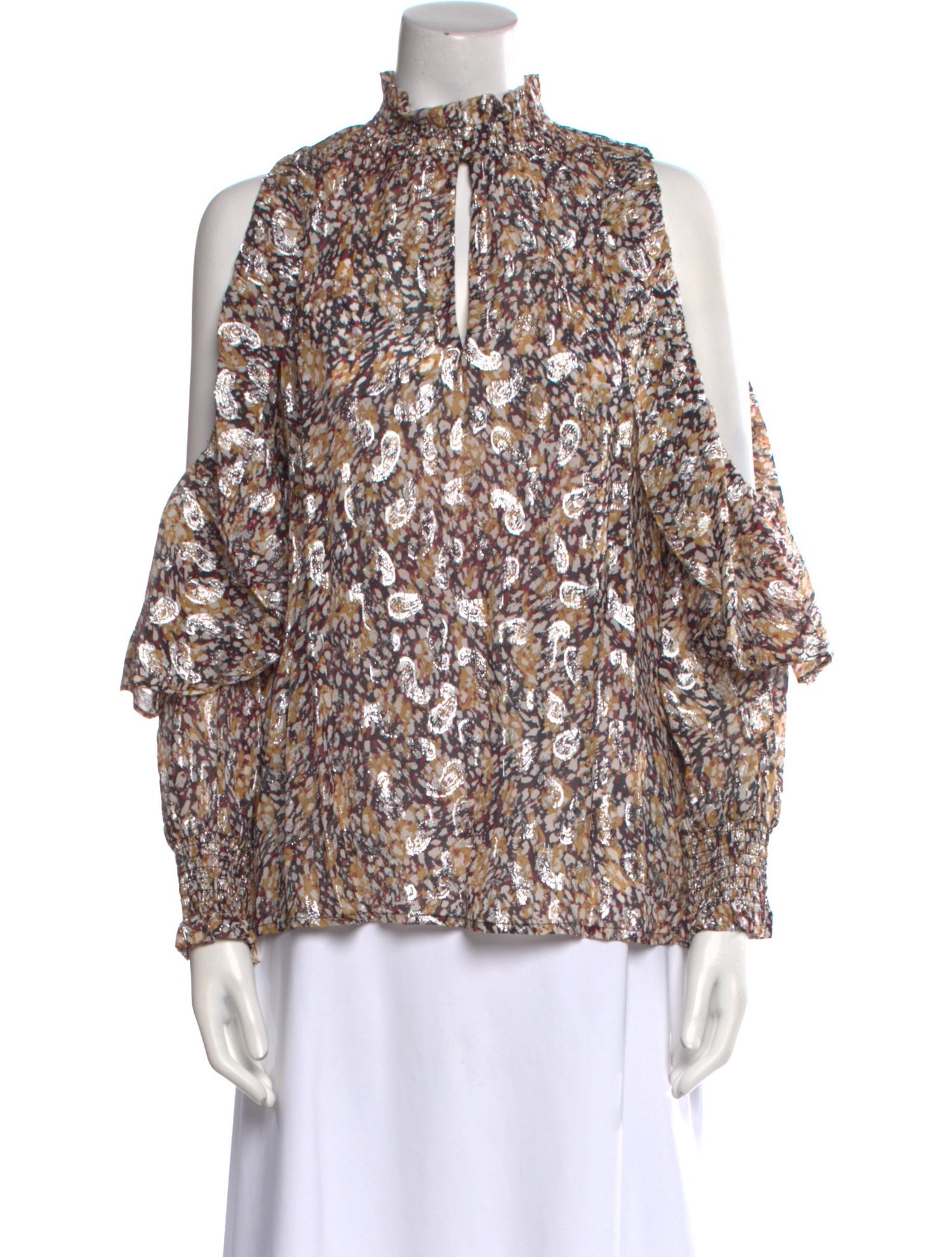Maje Floral Print Mock Neck Blouse w/ Tags