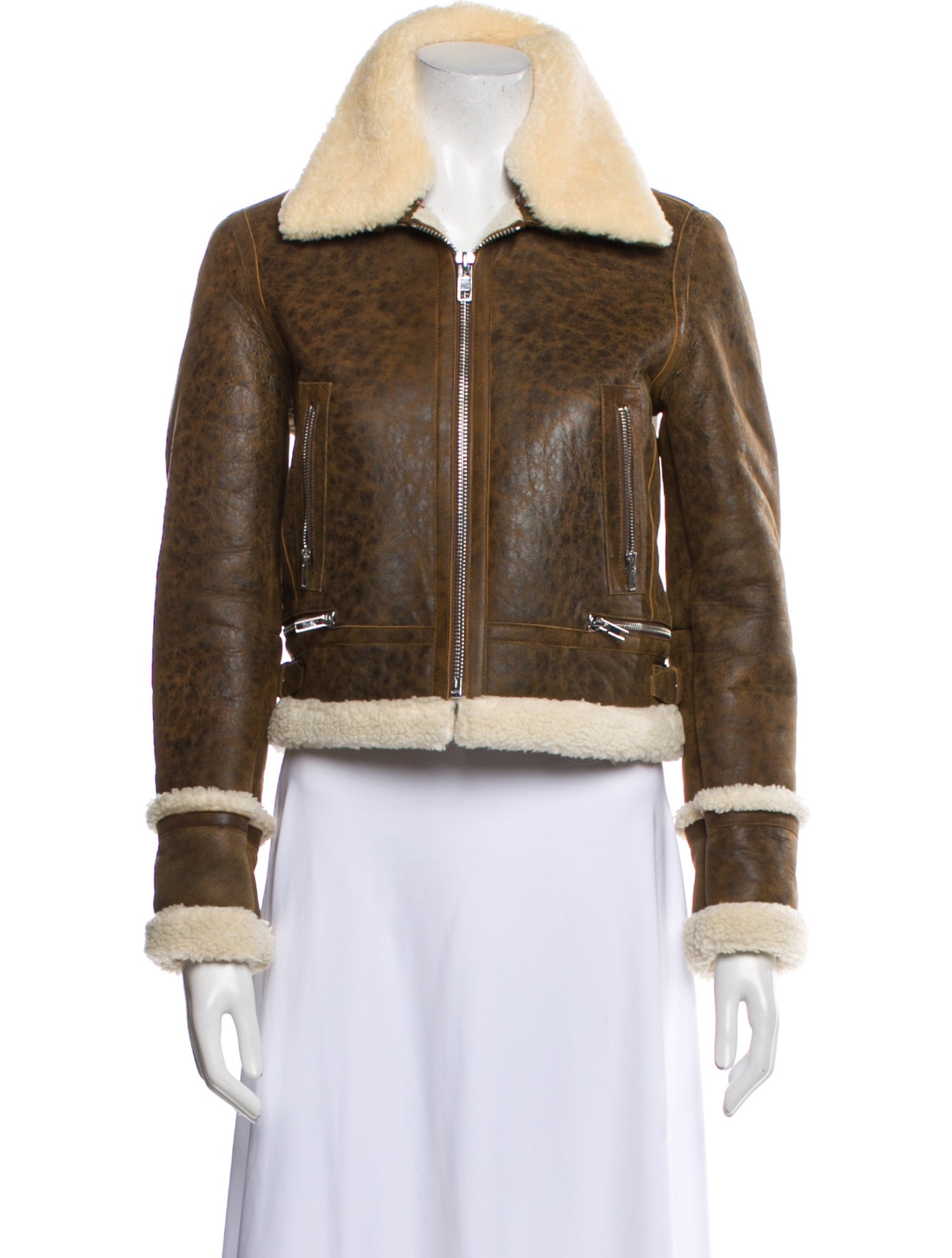 Maje Lamb Leather Fur Jacket