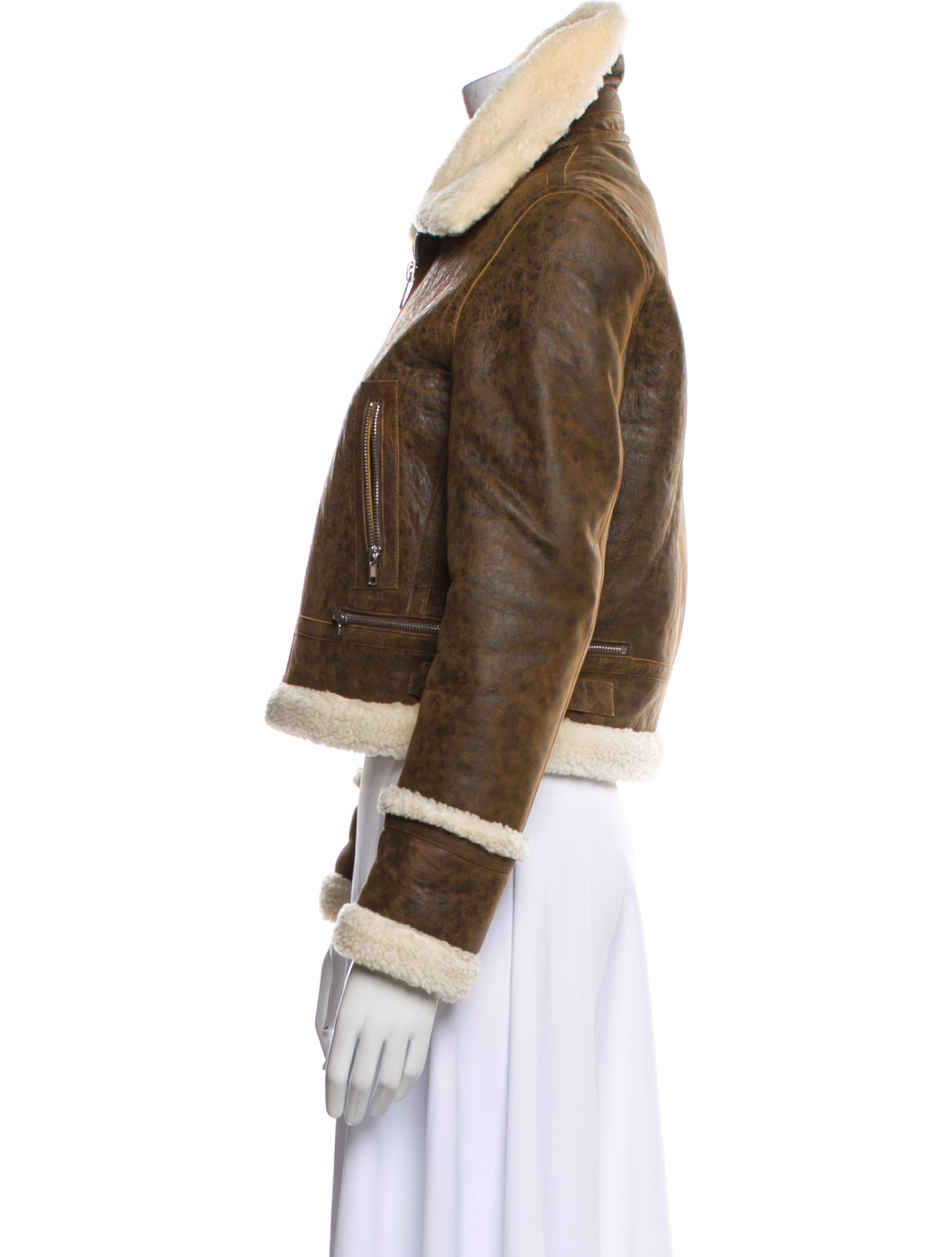 Maje Lamb Leather Fur Jacket