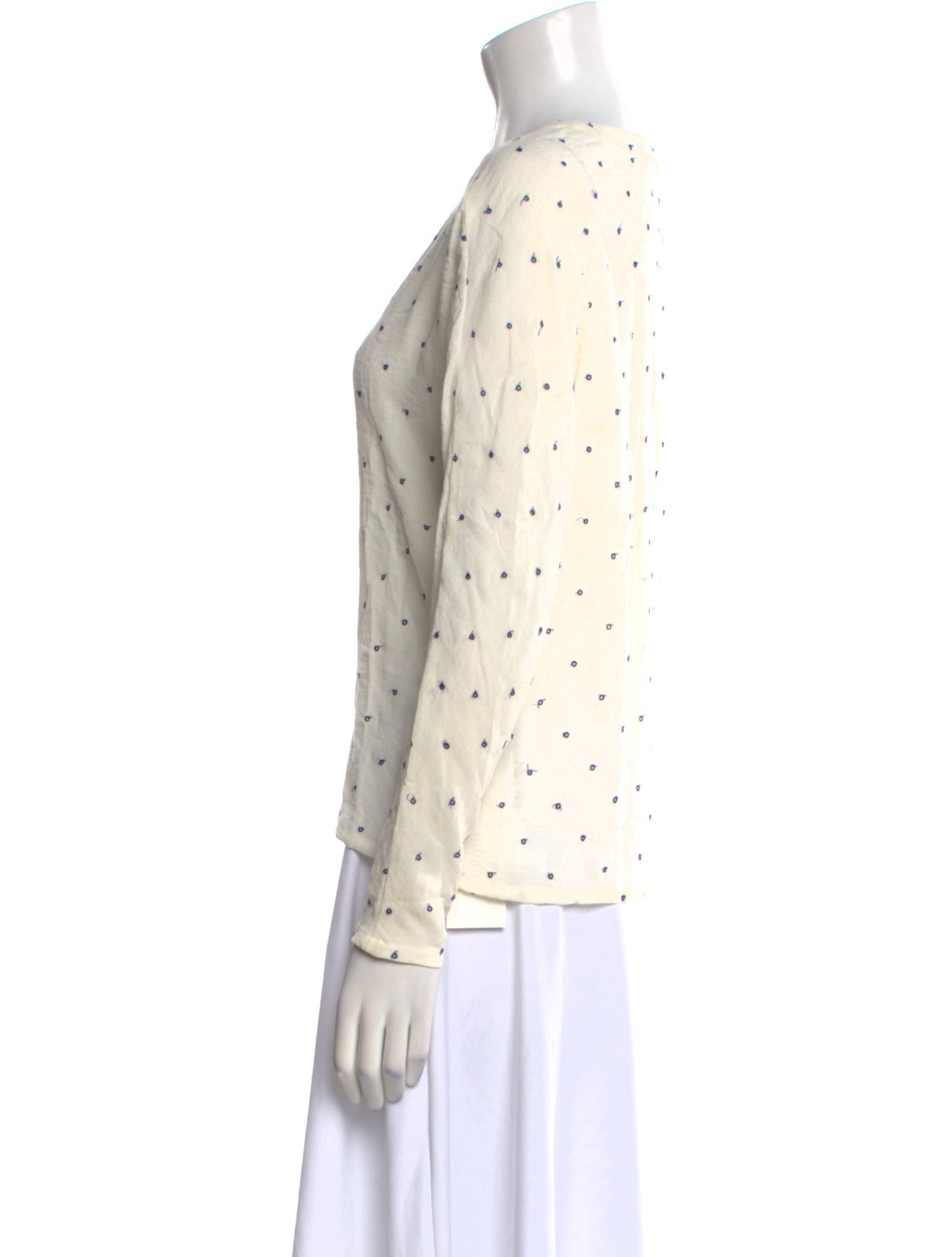 Maje Polka Dot Print V-Neck Button-Up Top