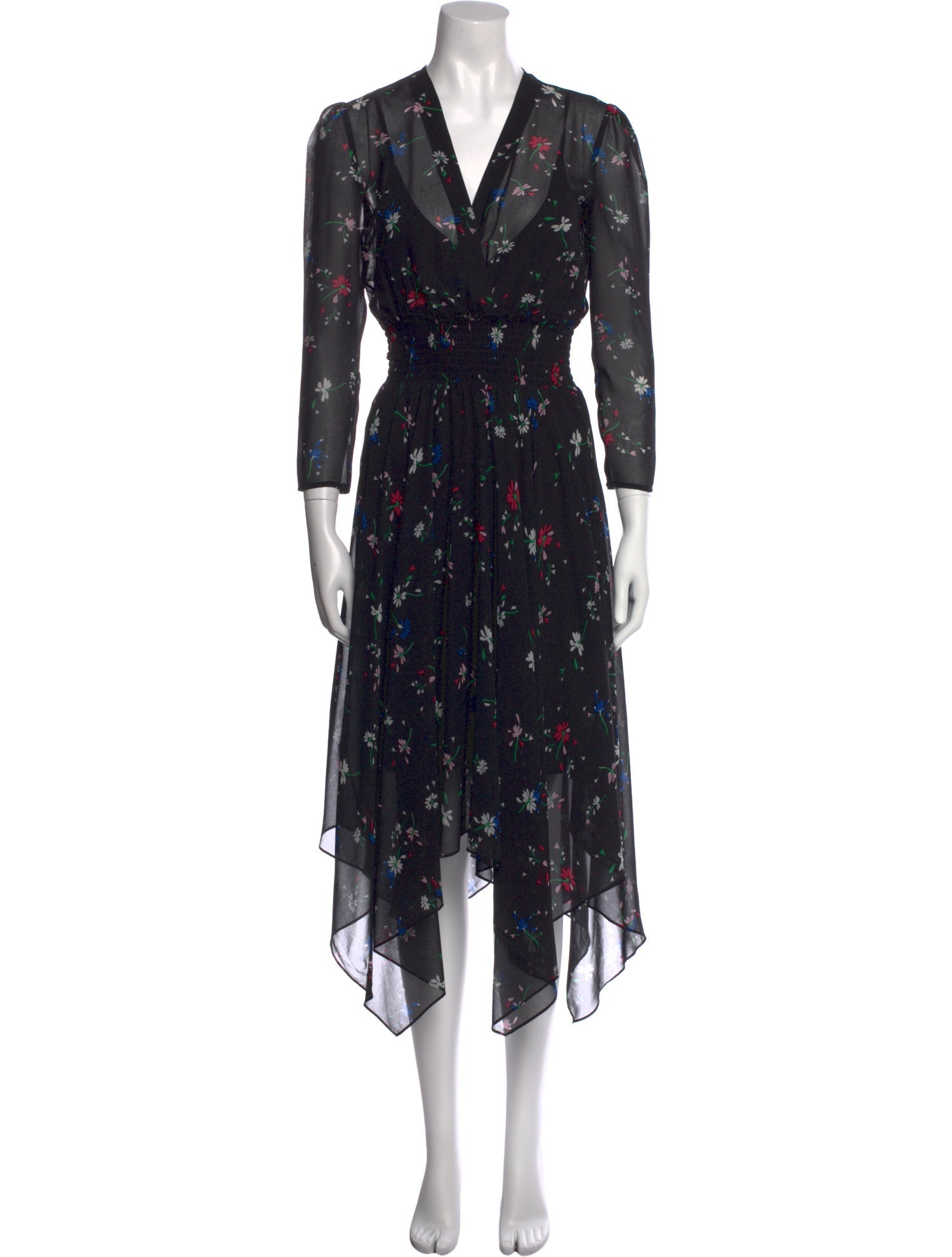 Maje Floral Print Midi Length Dress