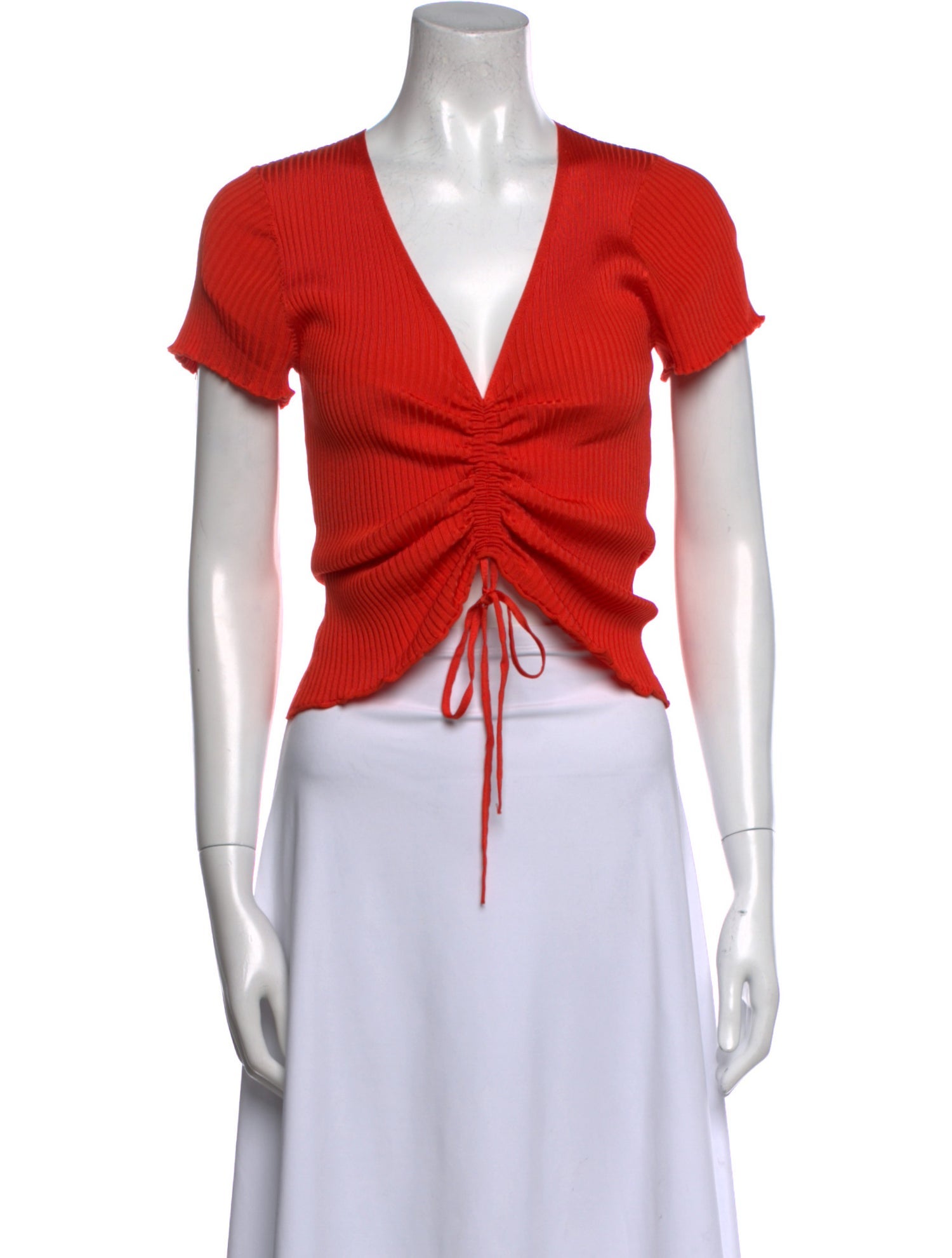 Maje V-Neck Short Sleeve Crop Top