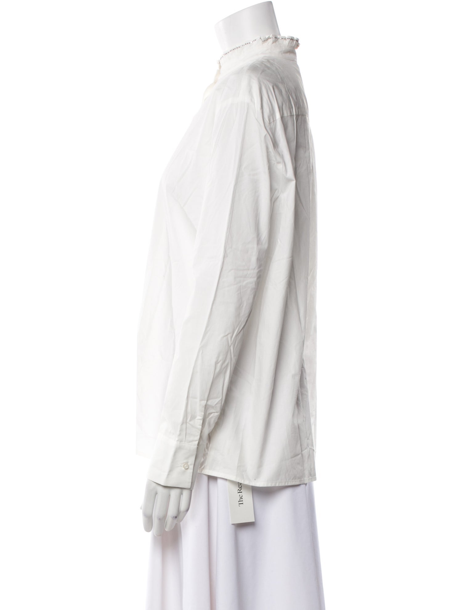 Maje Mock Neck Long Sleeve Button-Up Top