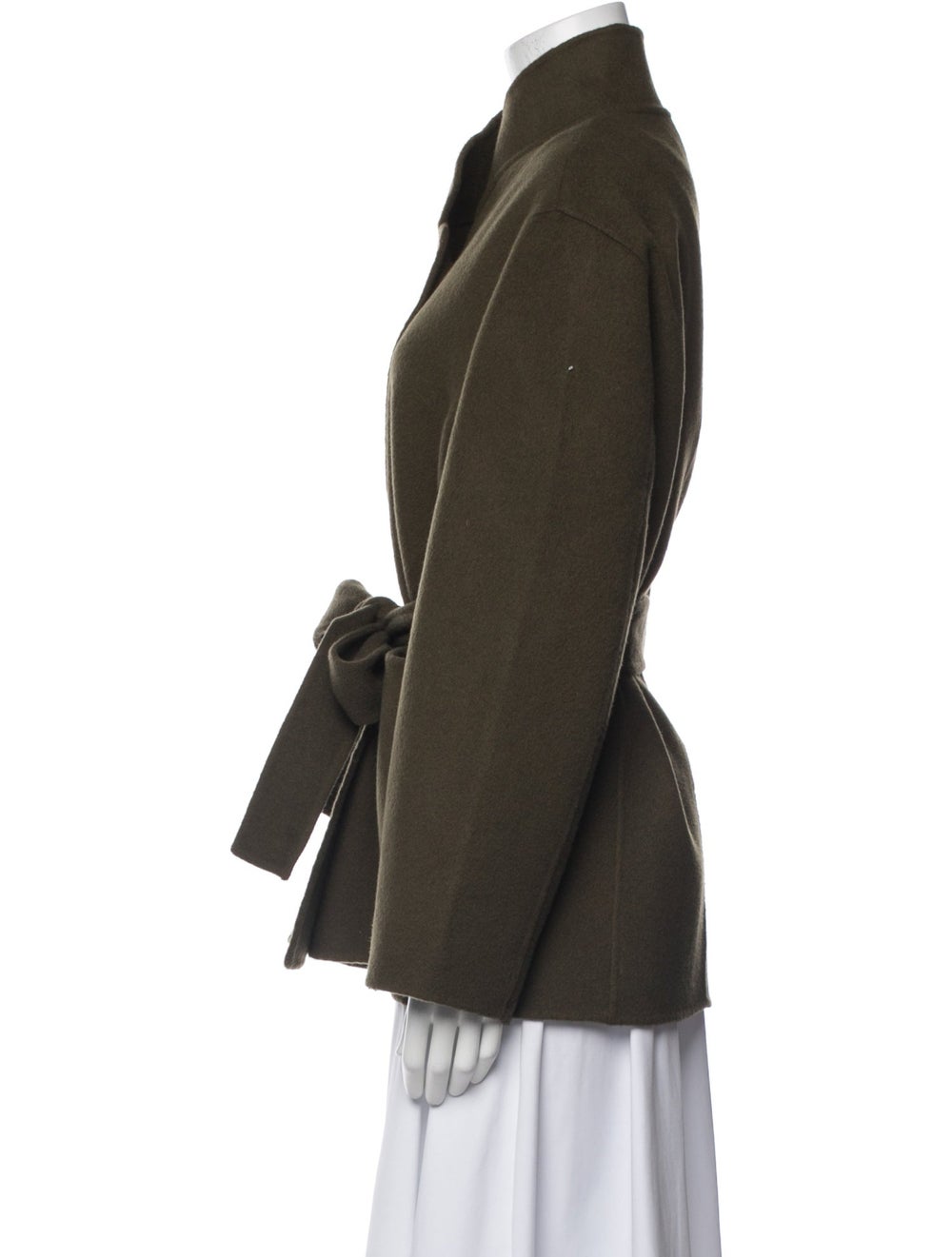 Maje Wool Jacket Green Stand Collar Patch Pockets… - image 2