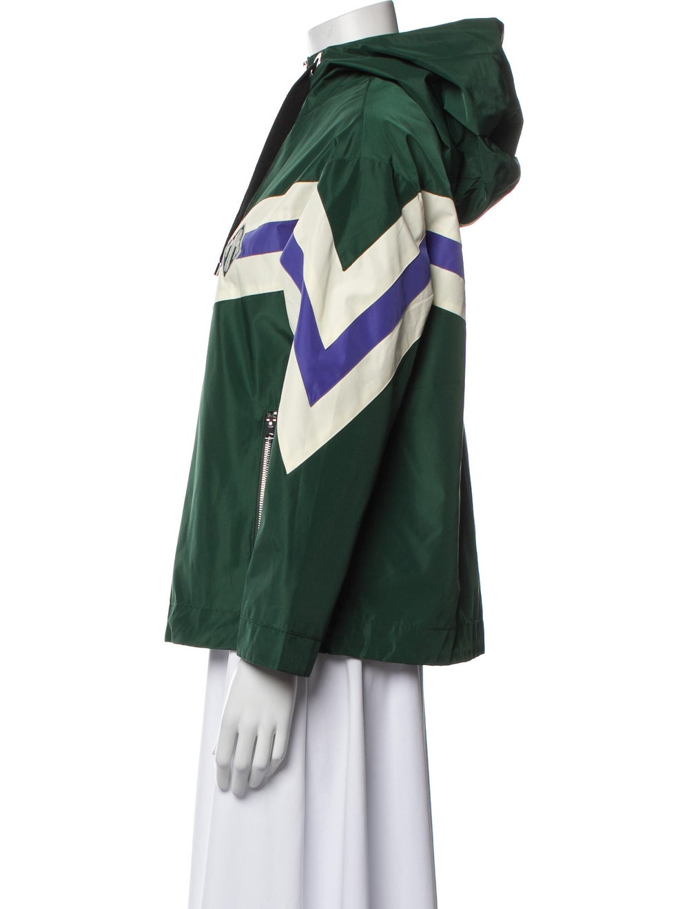 Maje Jacket Green Colorblock Pattern With Hood St… - image 2