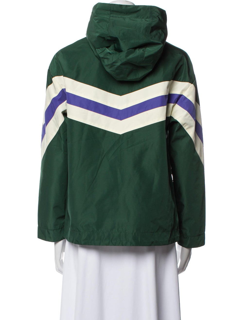 Maje Jacket Green Colorblock Pattern With Hood St… - image 3