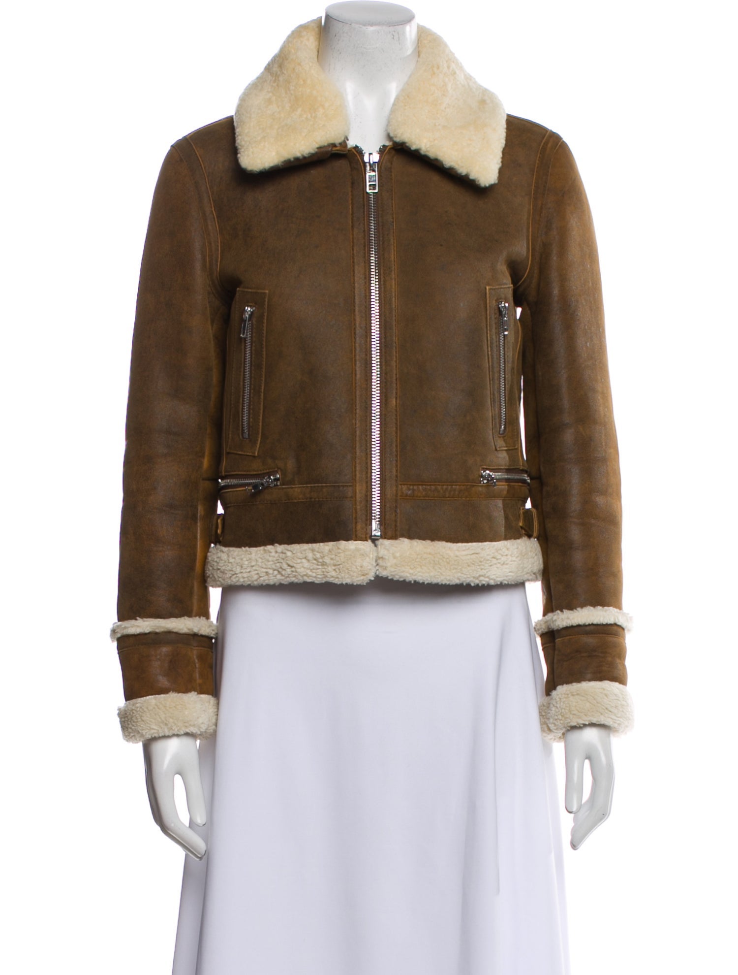 Maje Lamb Leather Fur Jacket
