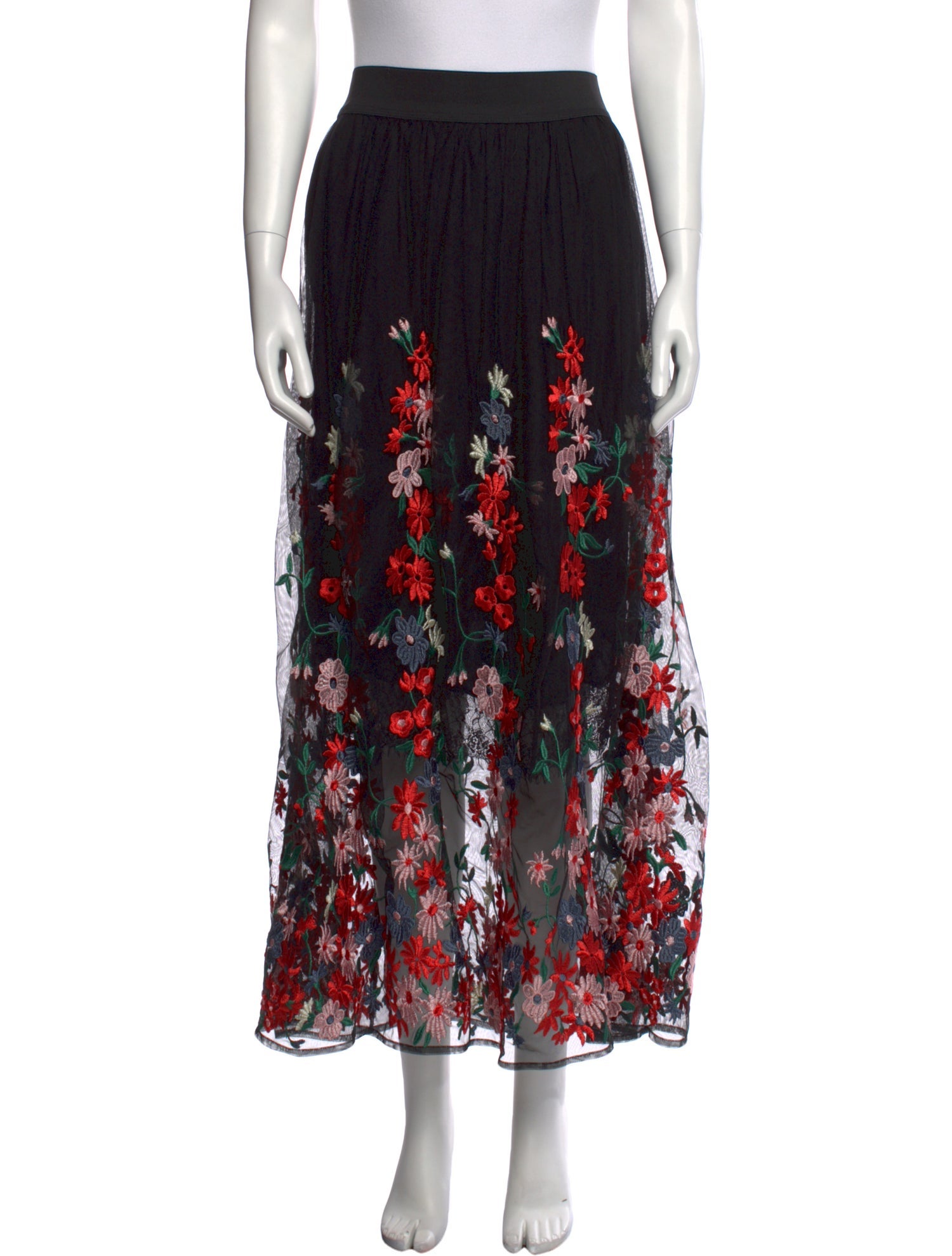 Maje Floral Print Midi Length Skirt