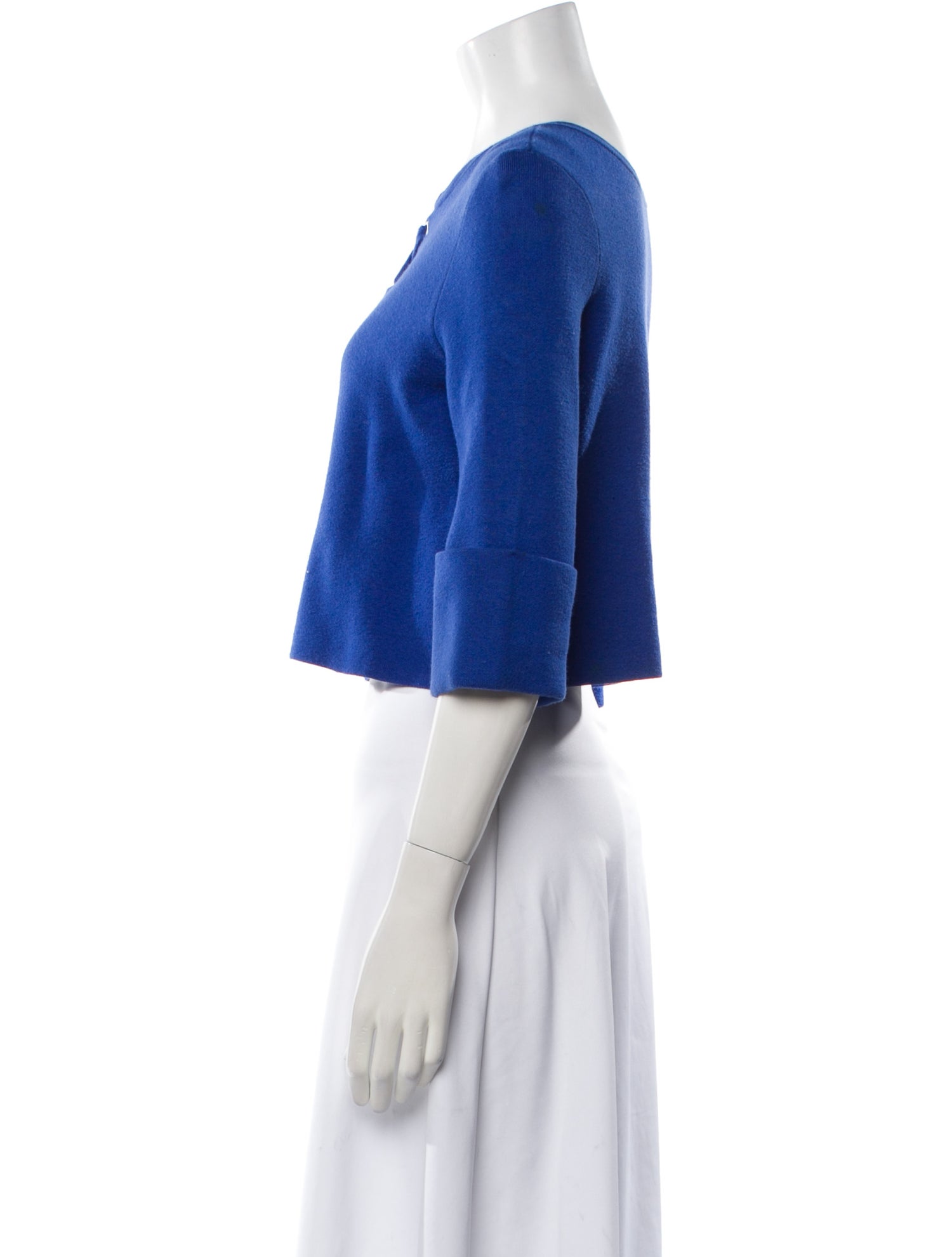 Maje Crew Neck Three-Quarter Sleeve Crop Top