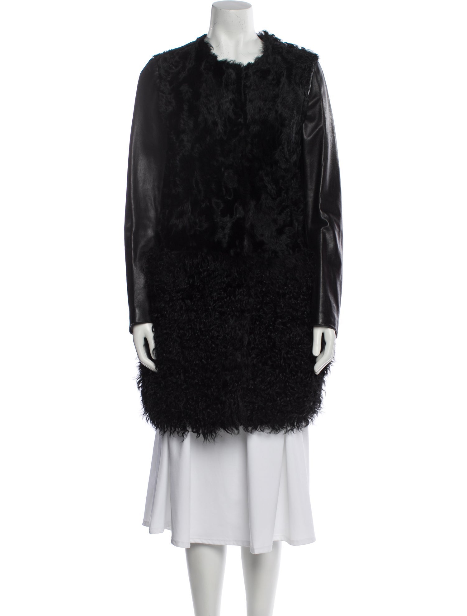 Maje Lamb Leather Faux Fur Jacket