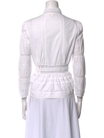 Maje Mock Neck Three-Quarter Sleeve Button-Up Top