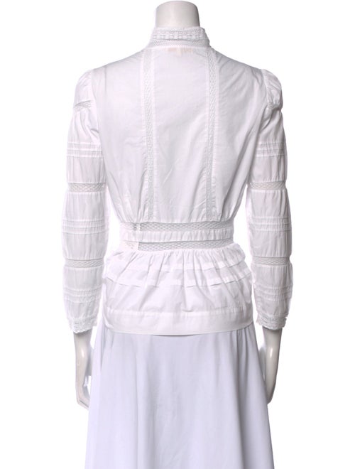 Maje Mock Neck Three-Quarter Sleeve Button-Up Top