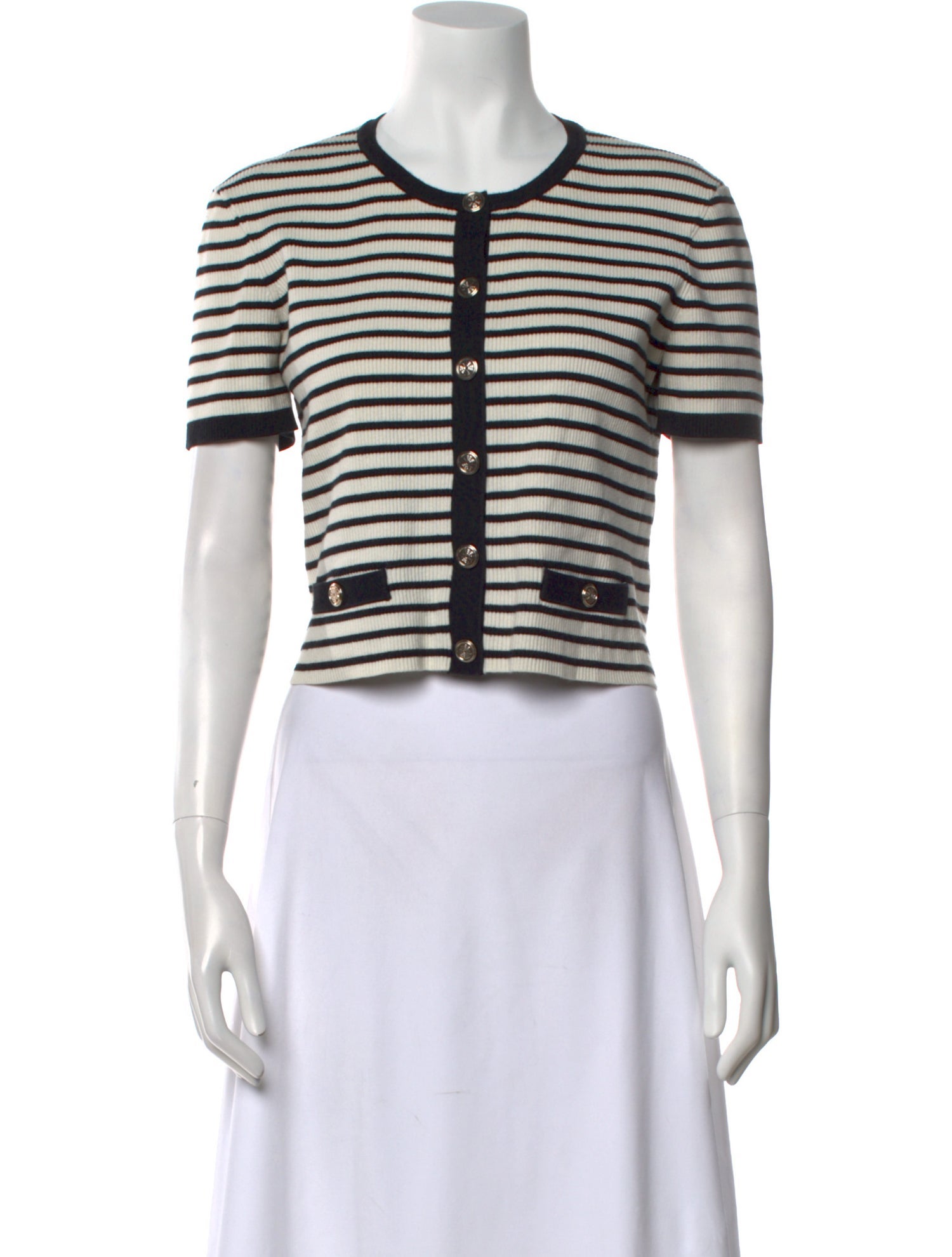 Maje Striped Crew Neck Crop Top