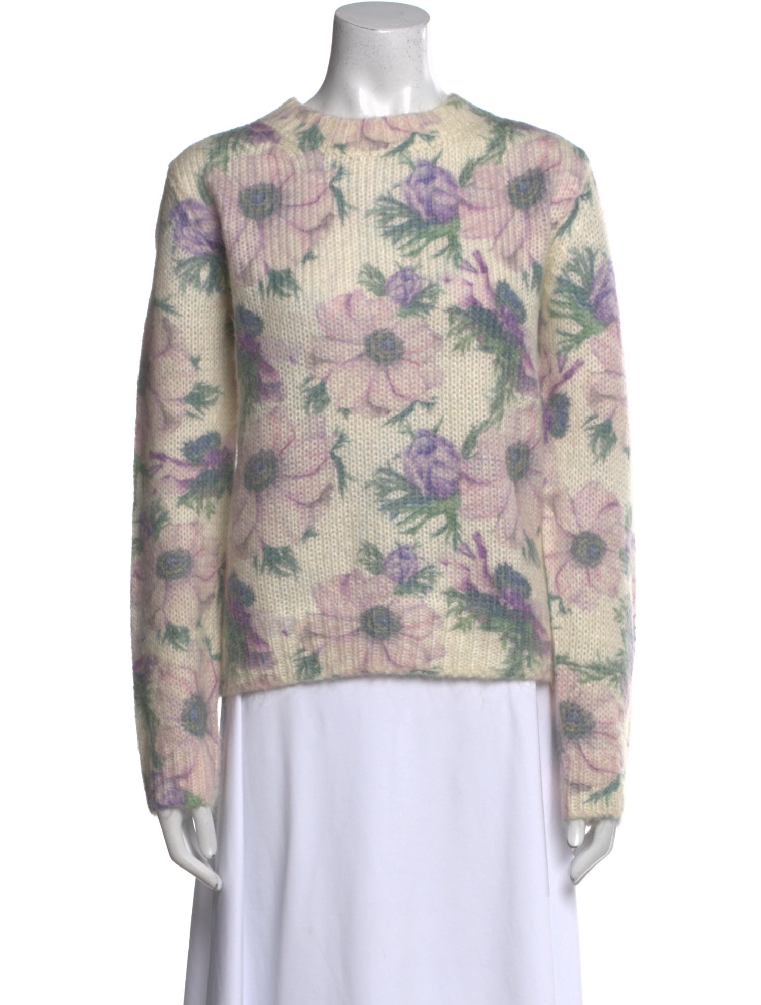 Maje Floral Print Crew Neck Sweater