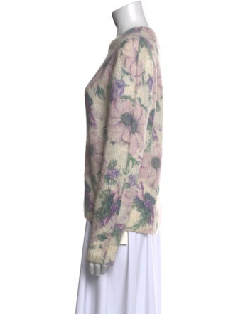 Maje Floral Print Crew Neck Sweater