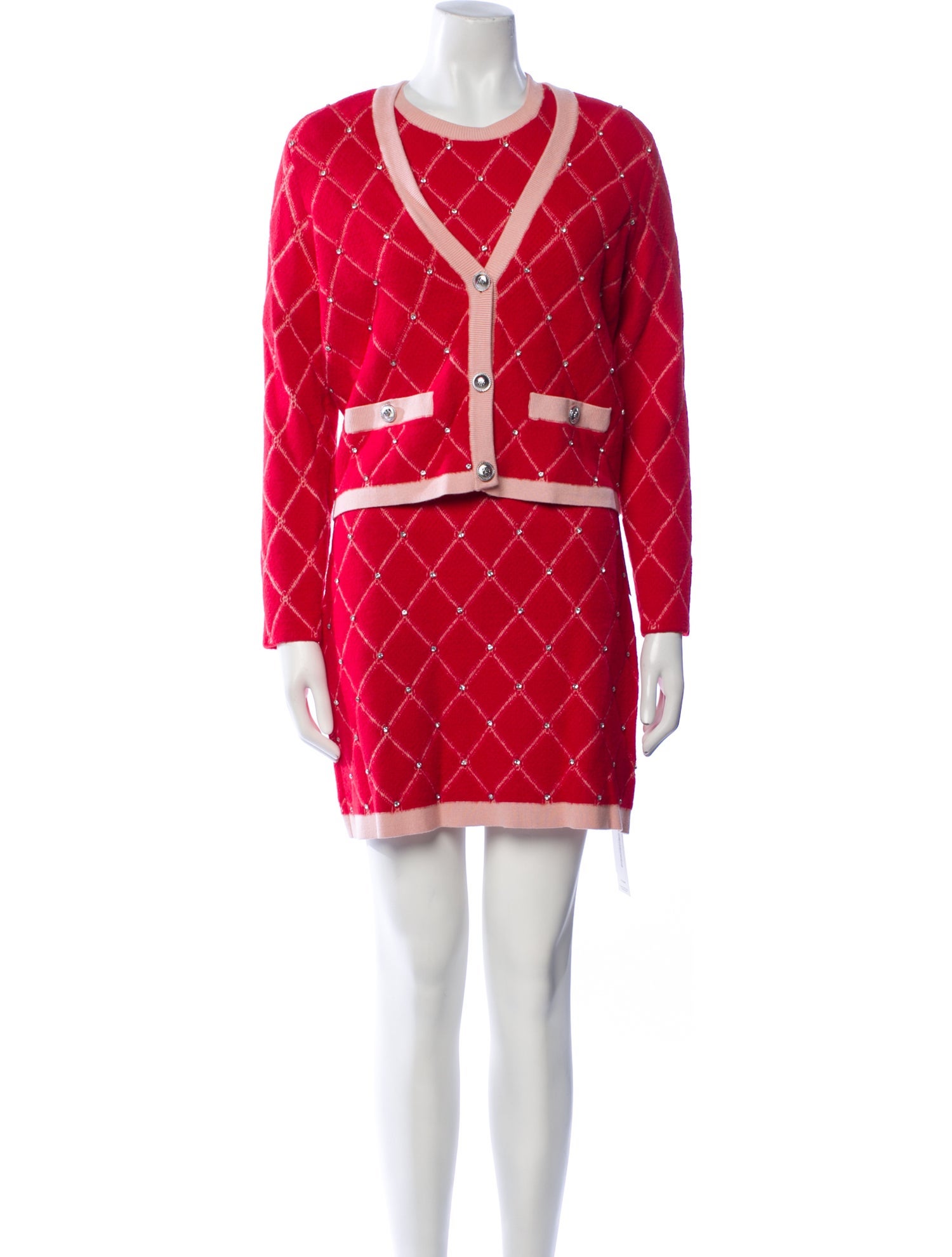 Maje Printed Crystal Embellishments Dress Set