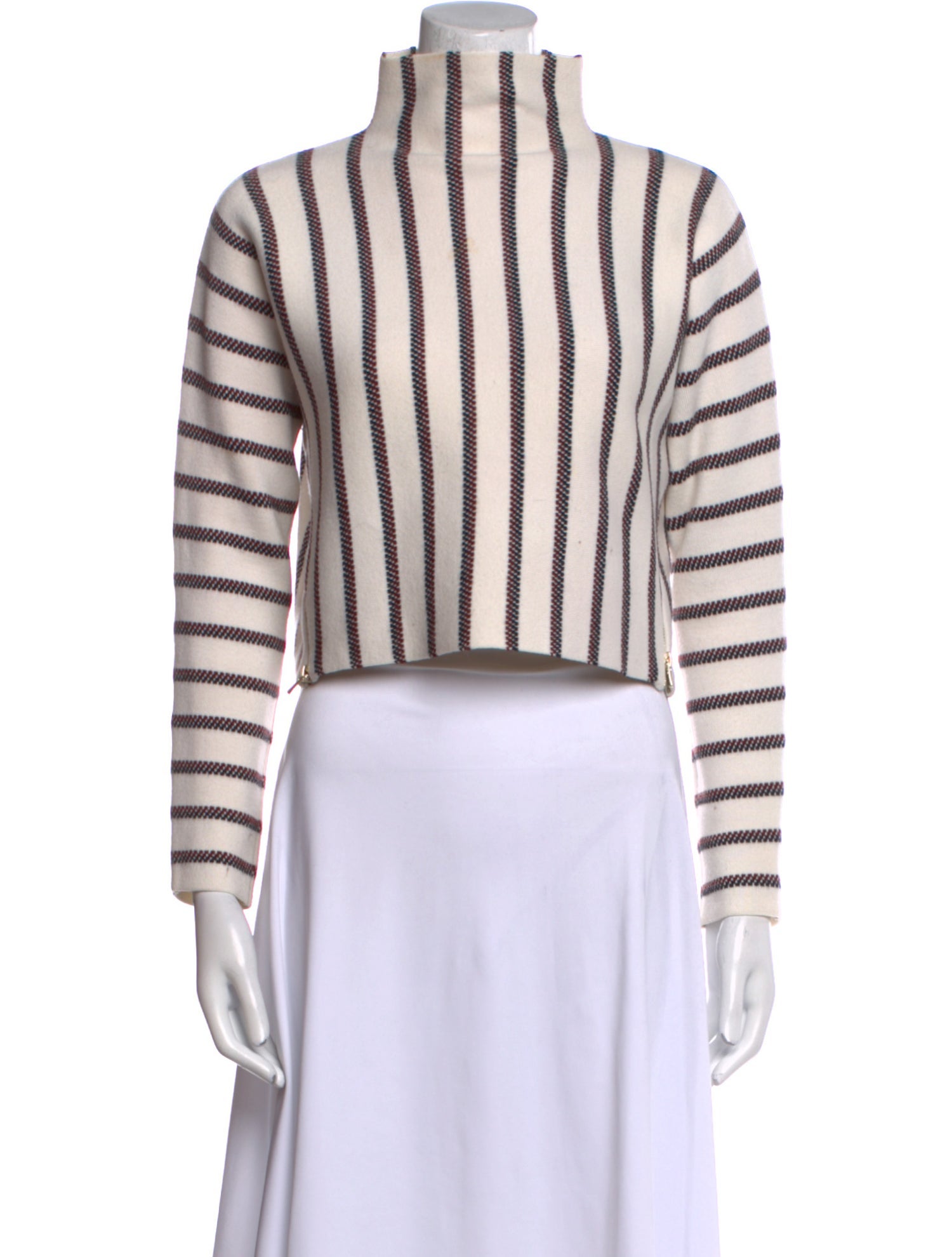 Maje Striped Mock Neck Sweater