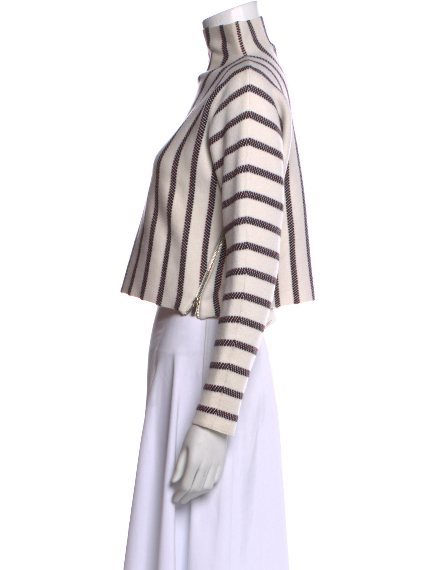 Maje Striped Mock Neck Sweater