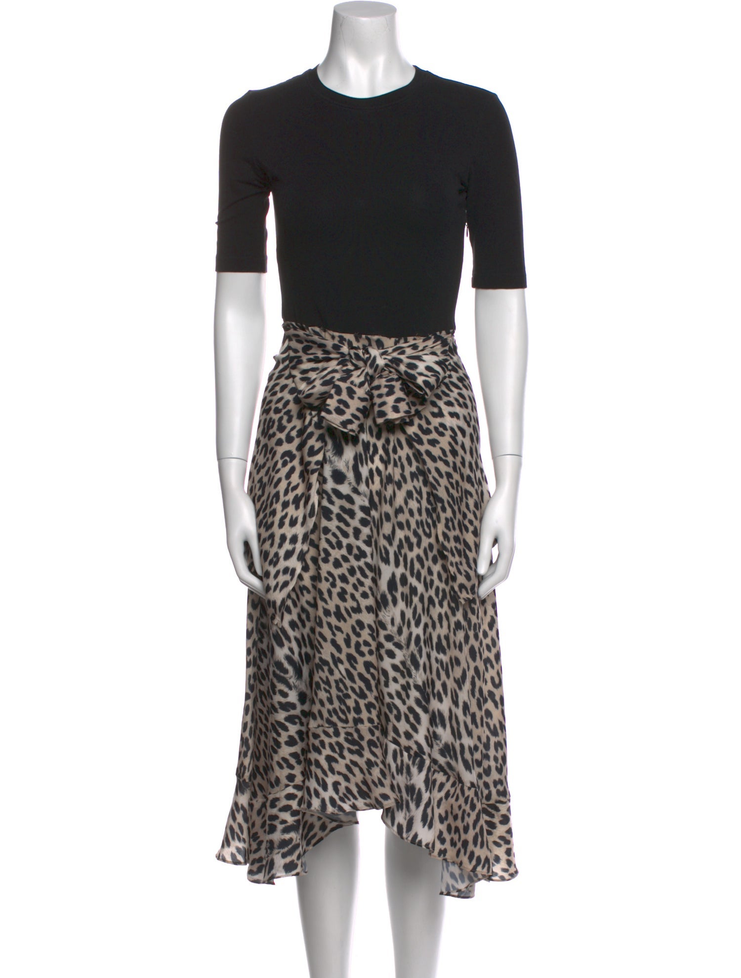 Maje Animal Print Midi Length Dress