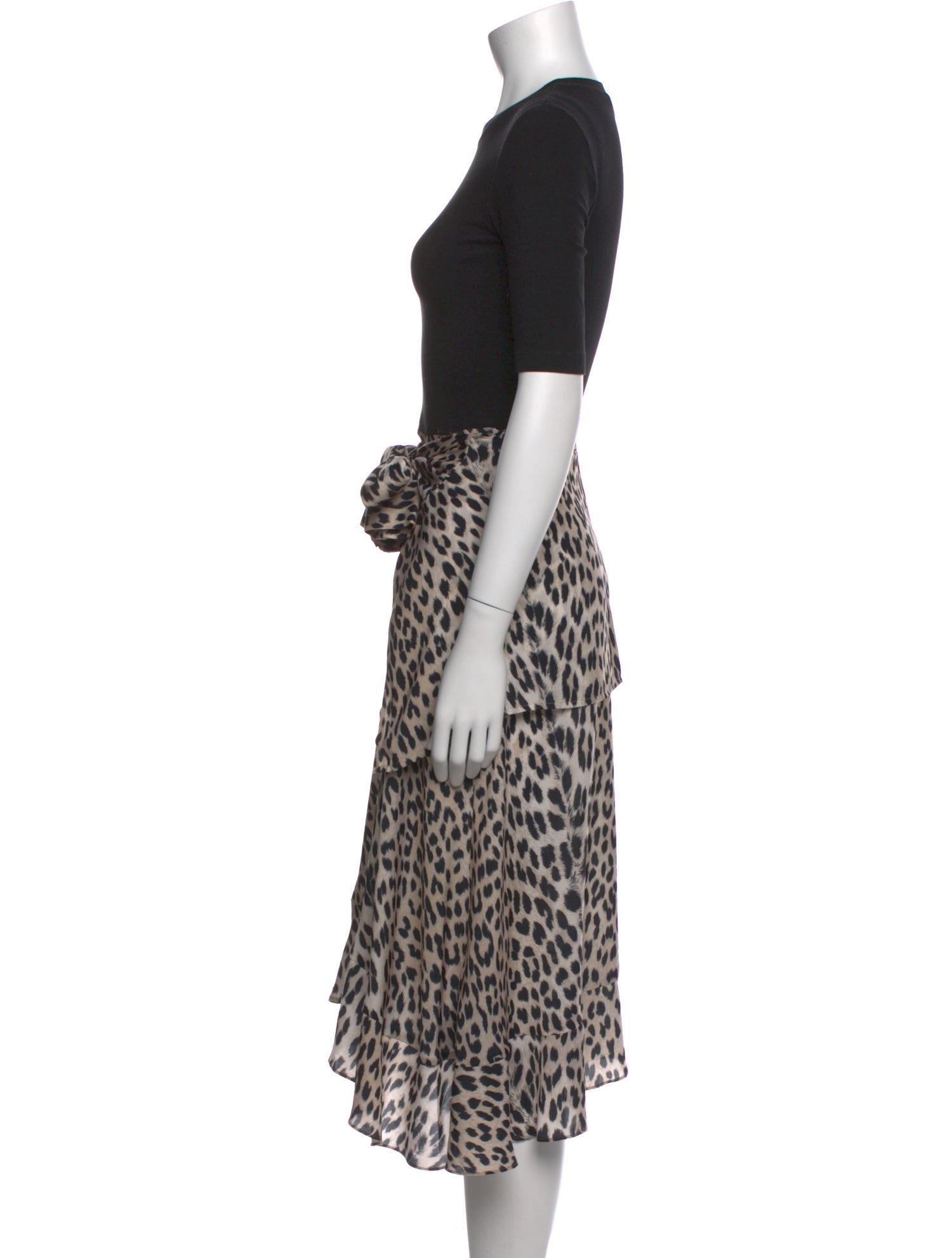 Maje Animal Print Midi Length Dress