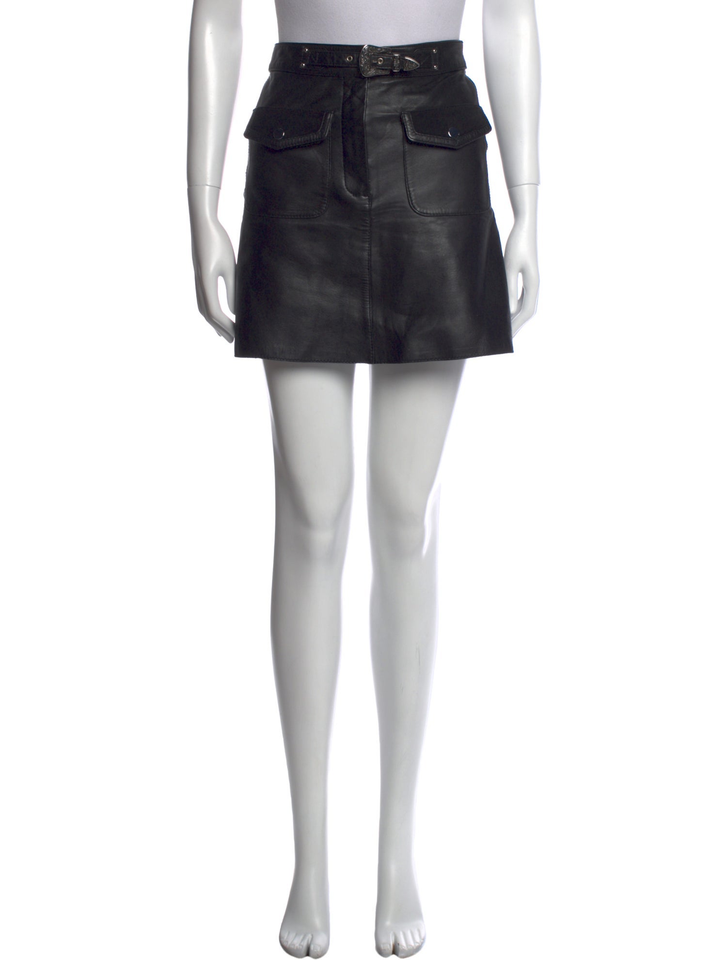 Maje Lamb Leather Mini Skirt