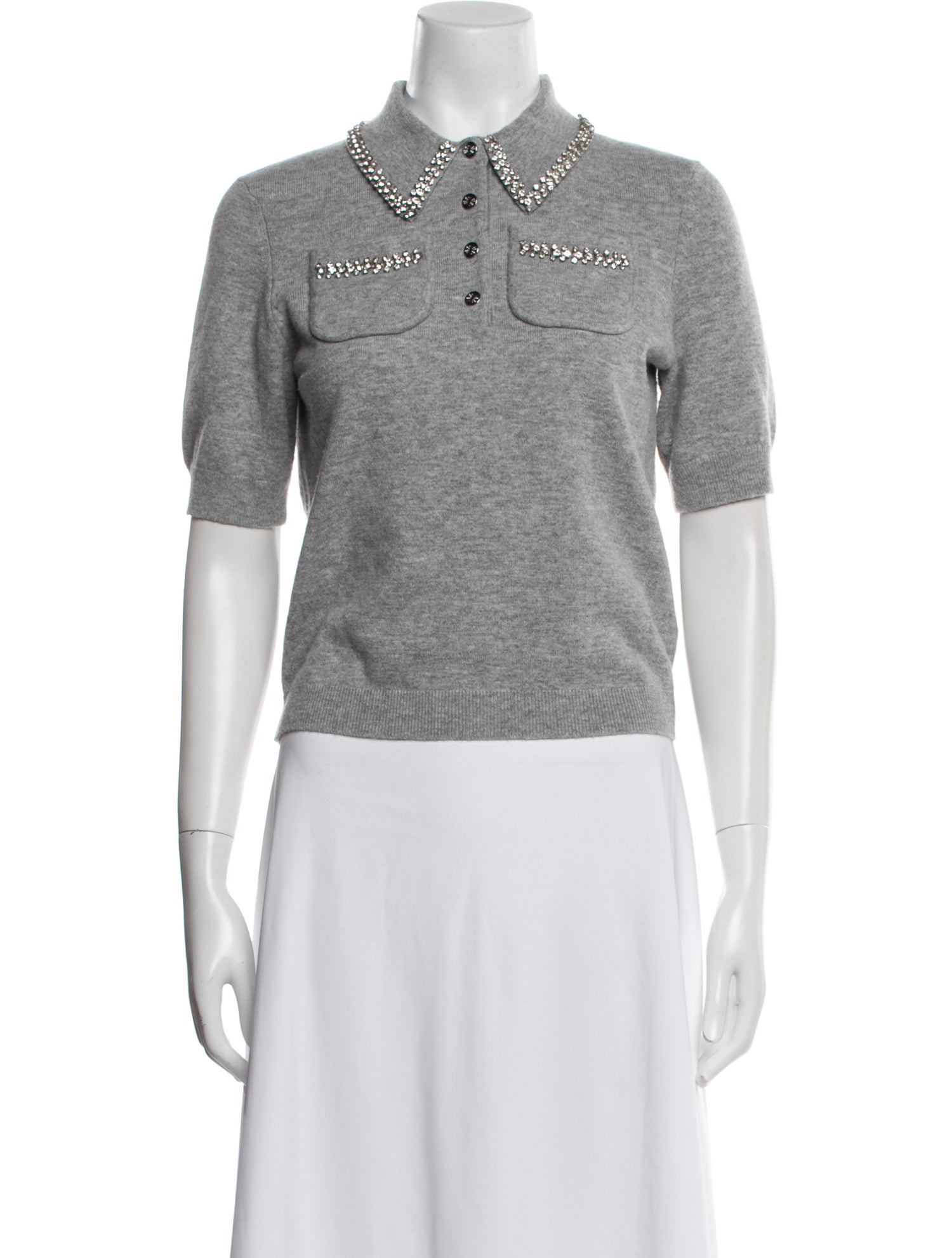 Maje Wool Short Sleeve Polo