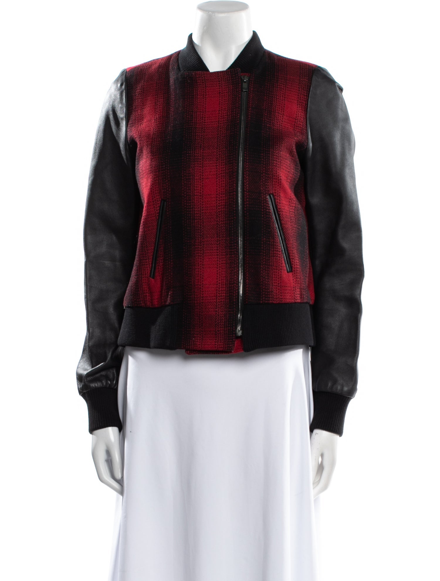 Maje Wool Plaid Print Jacket