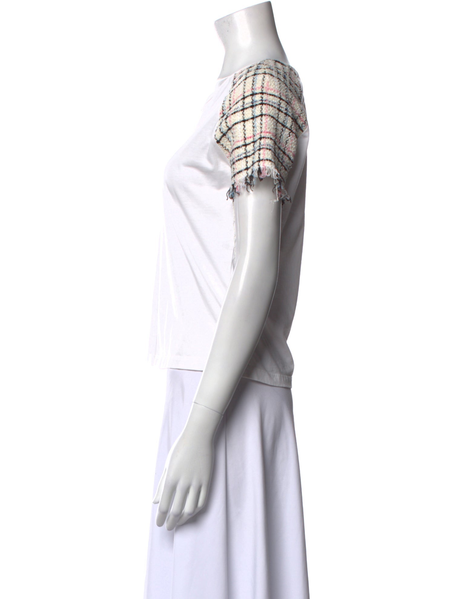 Maje Plaid Print Scoop Neck Crop Top