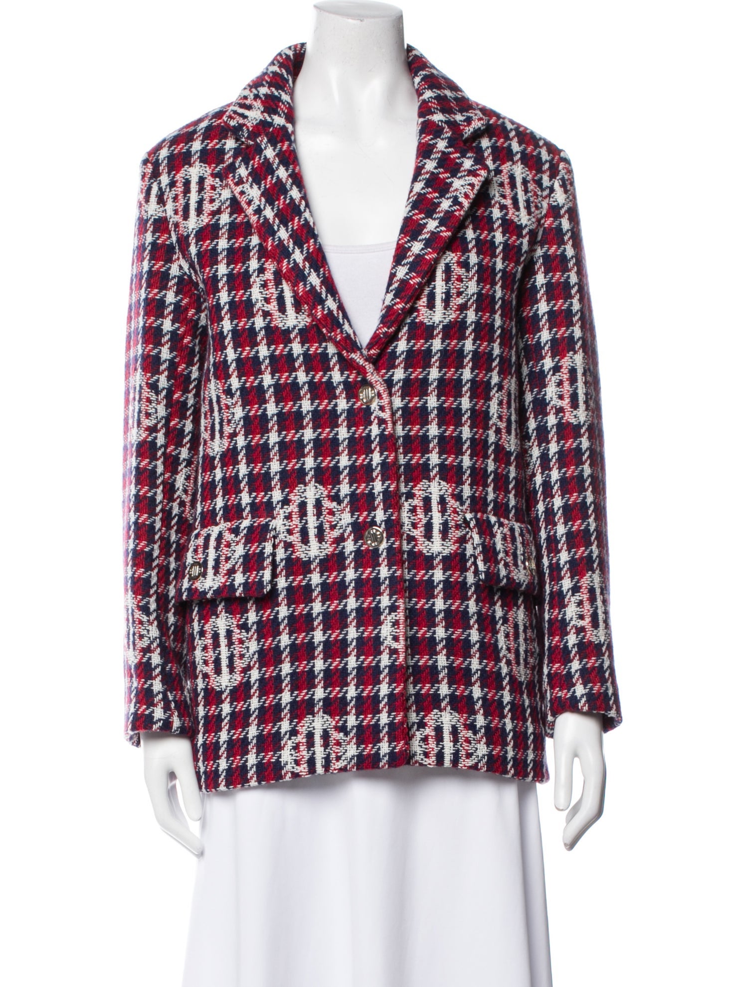 Maje Plaid Print Blazer