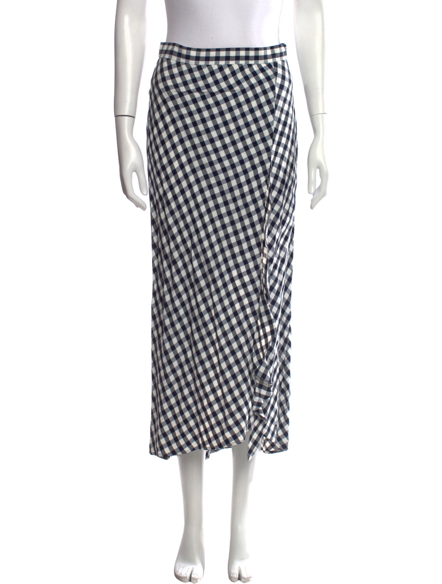 Maje Plaid Print Midi Length Skirt