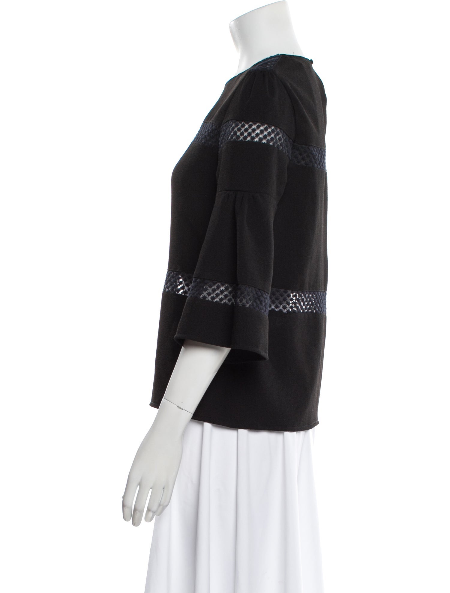 Maje Crew Neck Three-Quarter Sleeve Blouse