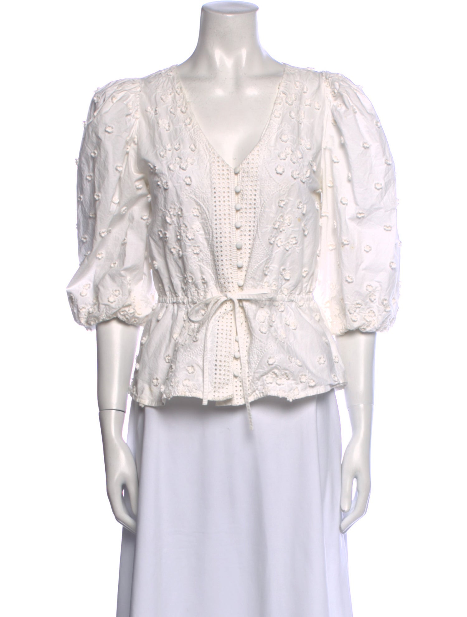 Maje V-Neck Three-Quarter Sleeve Blouse