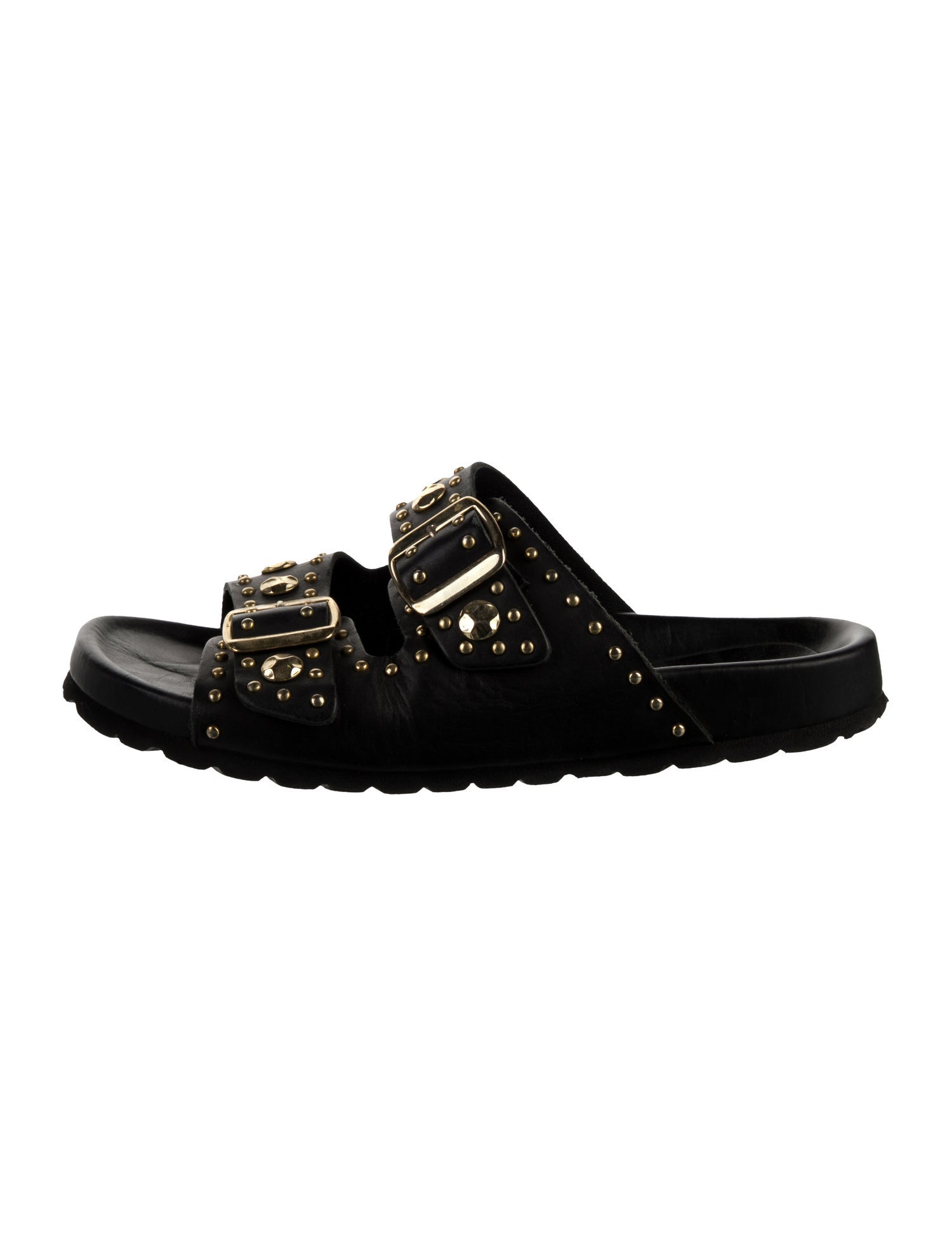 Maje Leather Studded Accents Slides