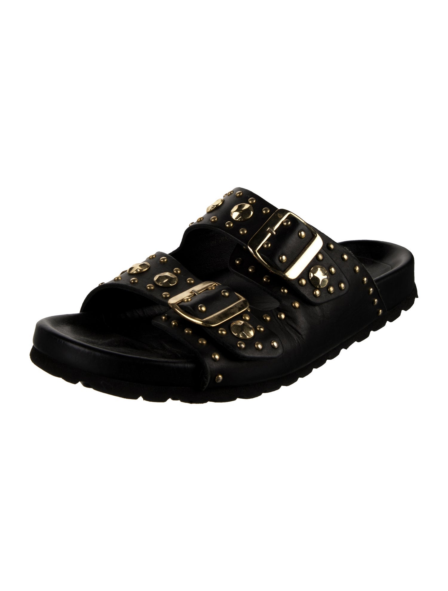 Maje Leather Studded Accents Slides