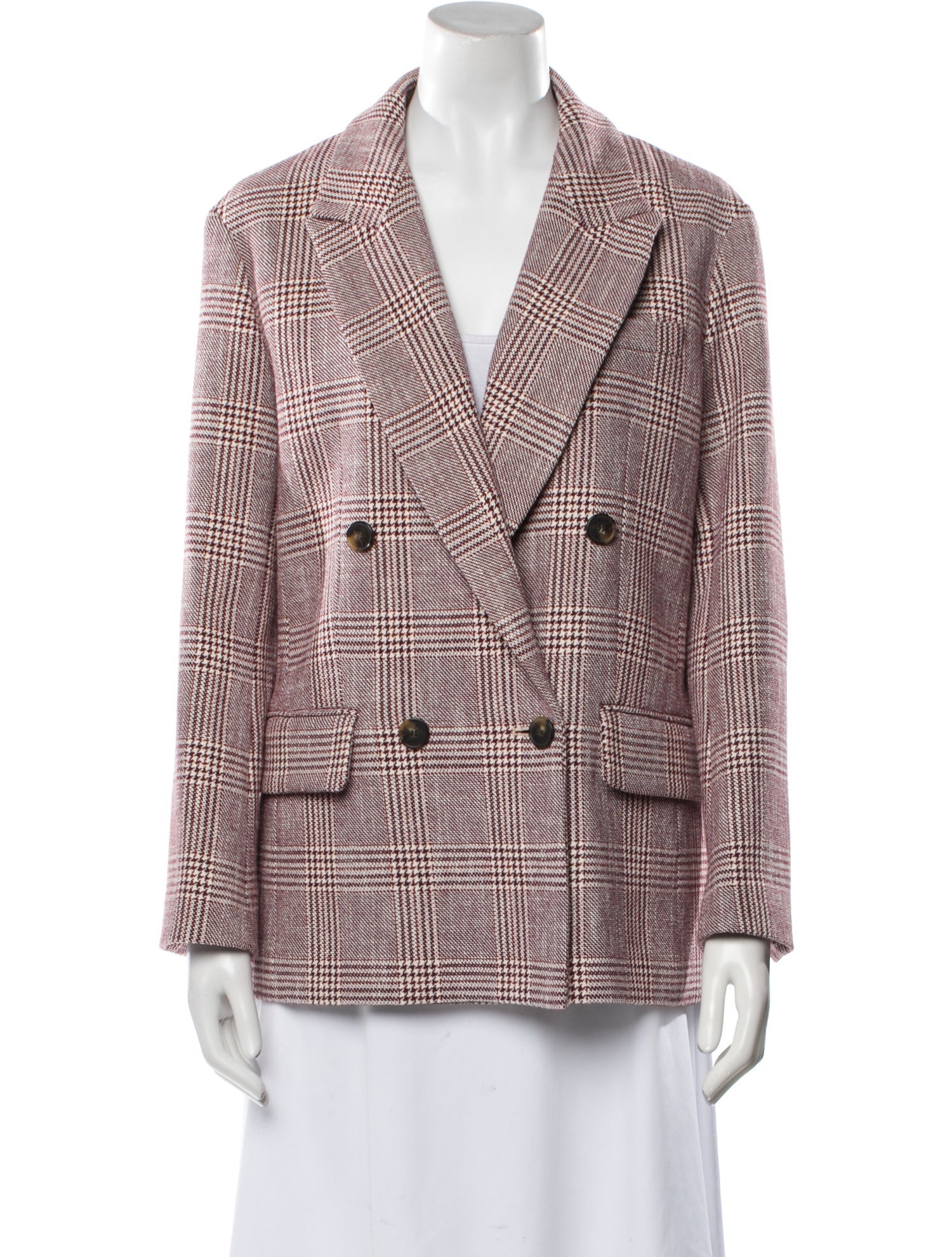 Maje Plaid Print Blazer