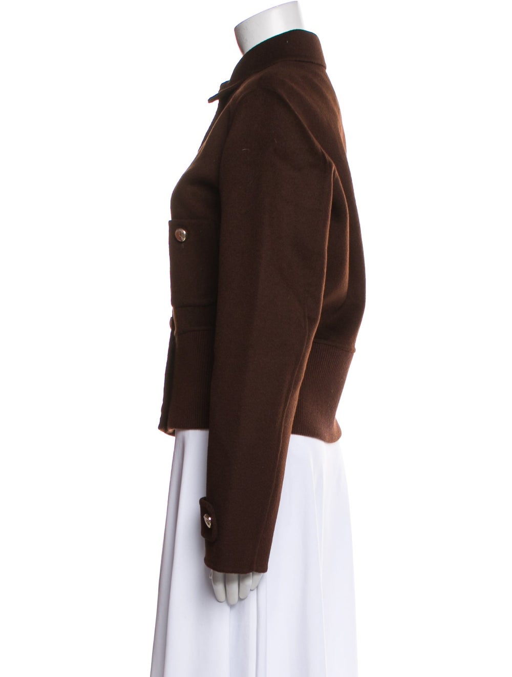 Maje Wool Jacket Brown Pointed Collar Patch Pocke… - image 2