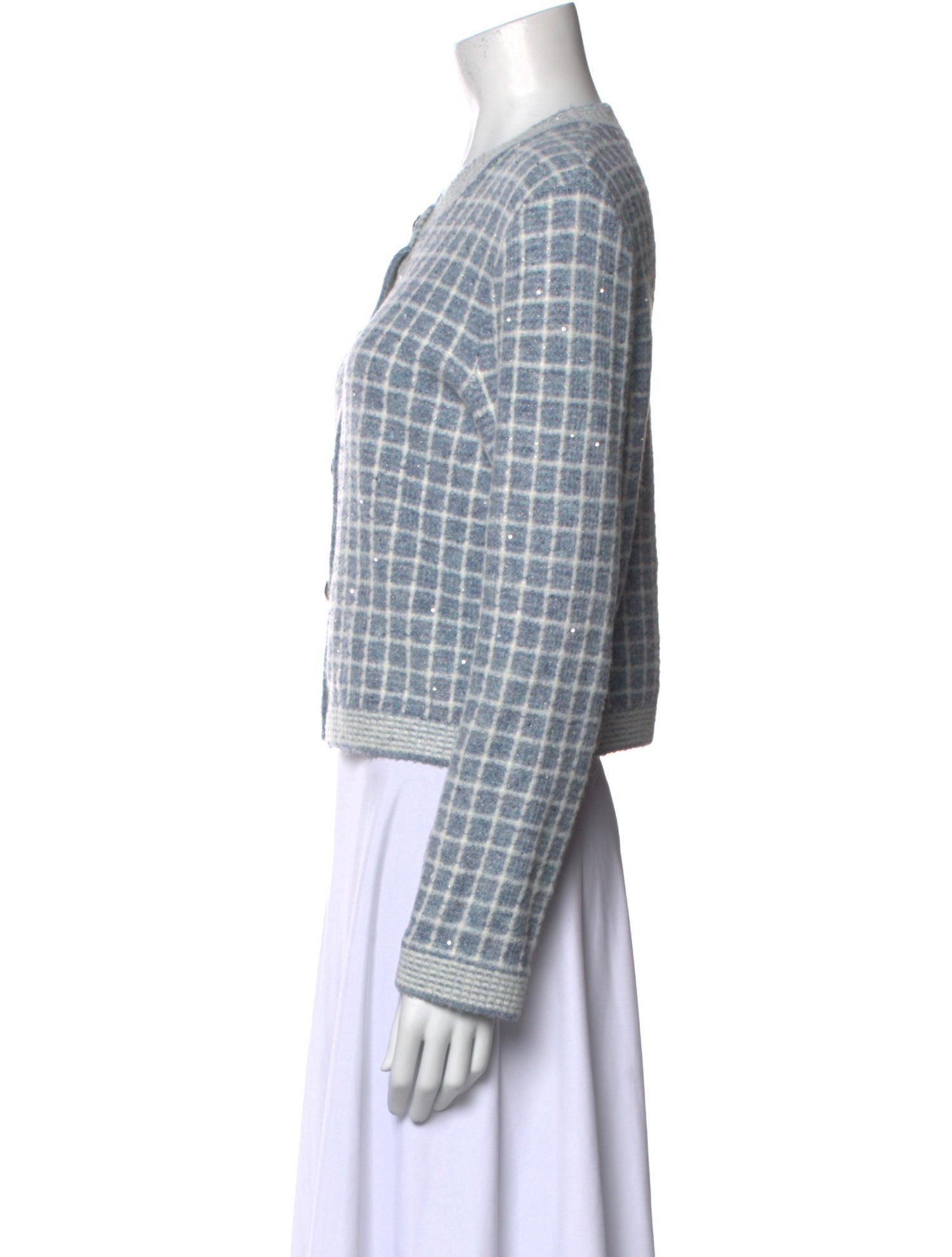 Maje Plaid Print Scoop Neck Sweater