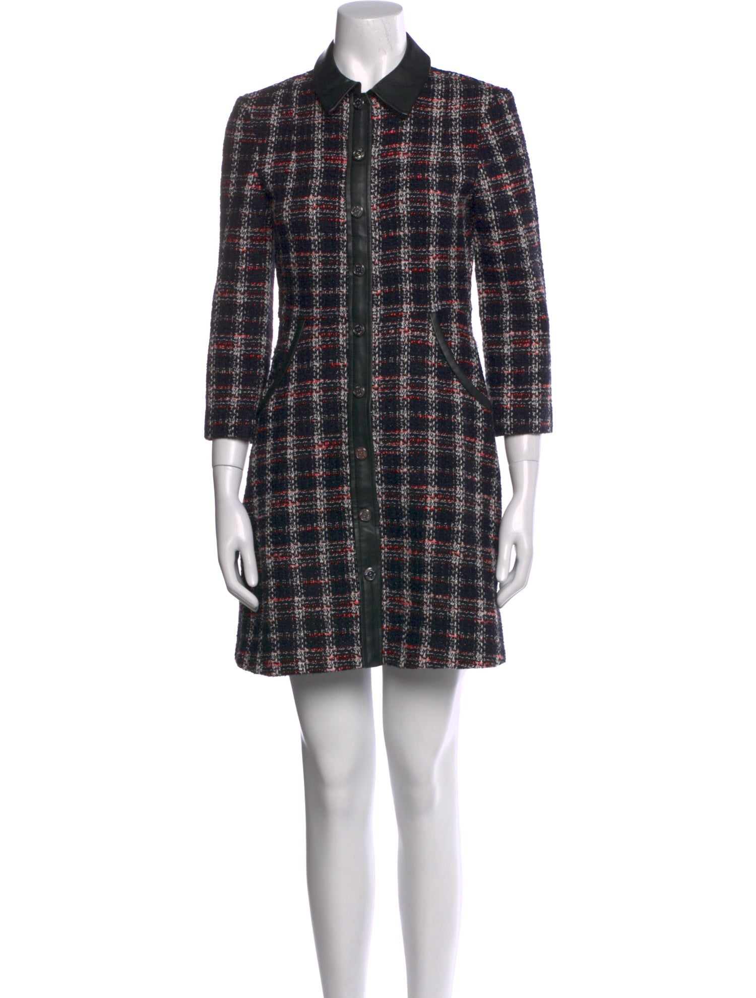 Maje Plaid Print Mini Dress