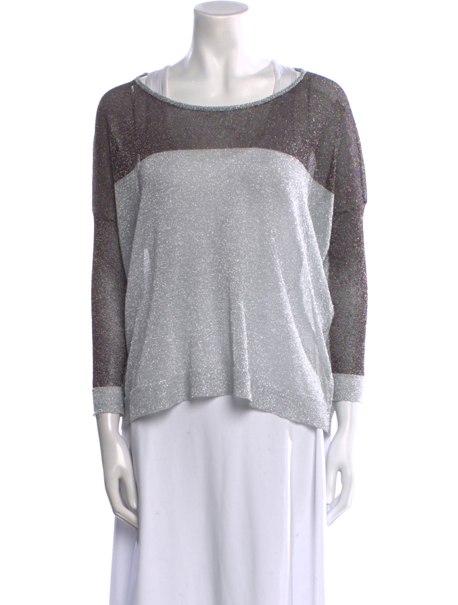 Maje Colorblock Pattern Bateau Neckline Sweater