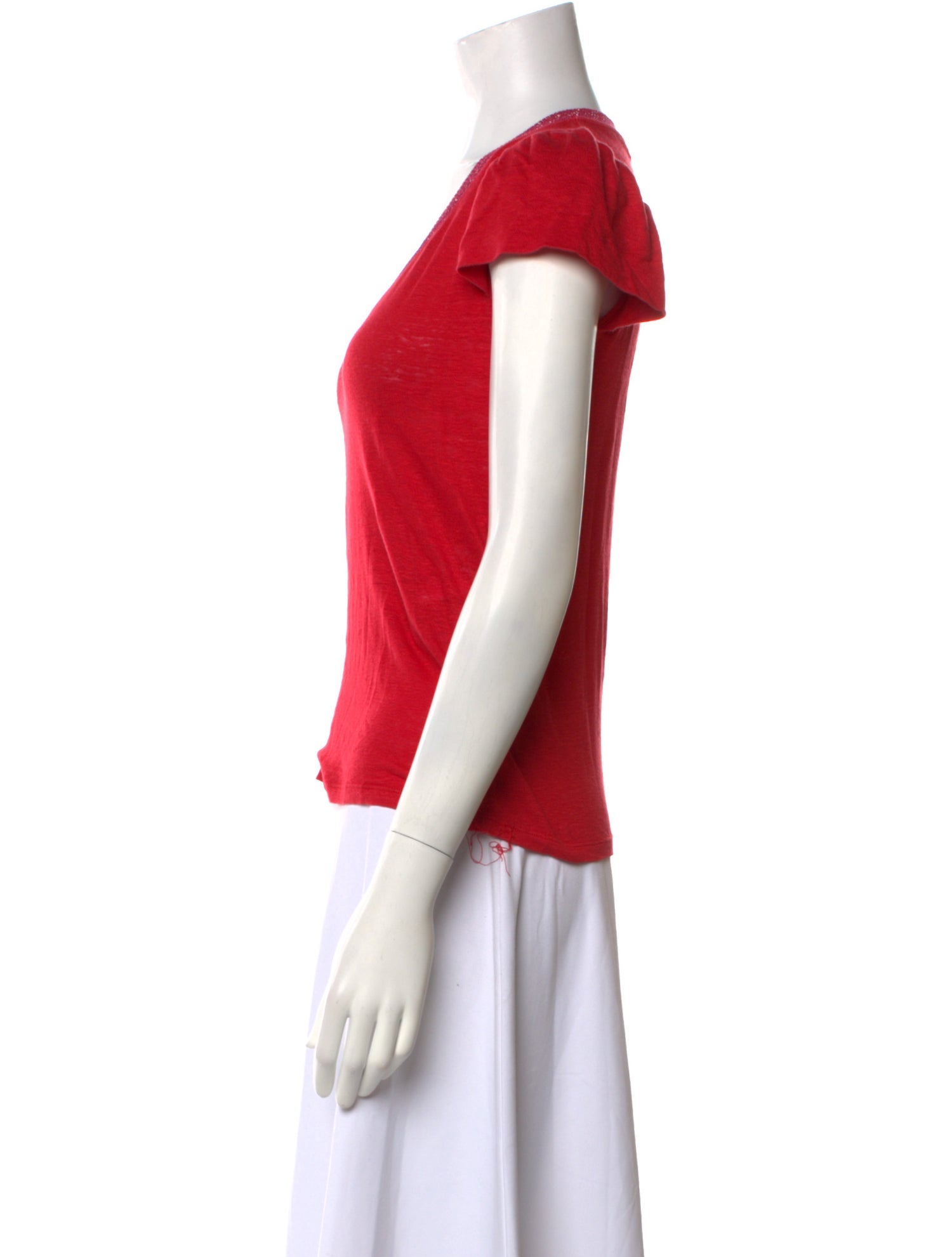 Maje Linen V-Neck T-Shirt