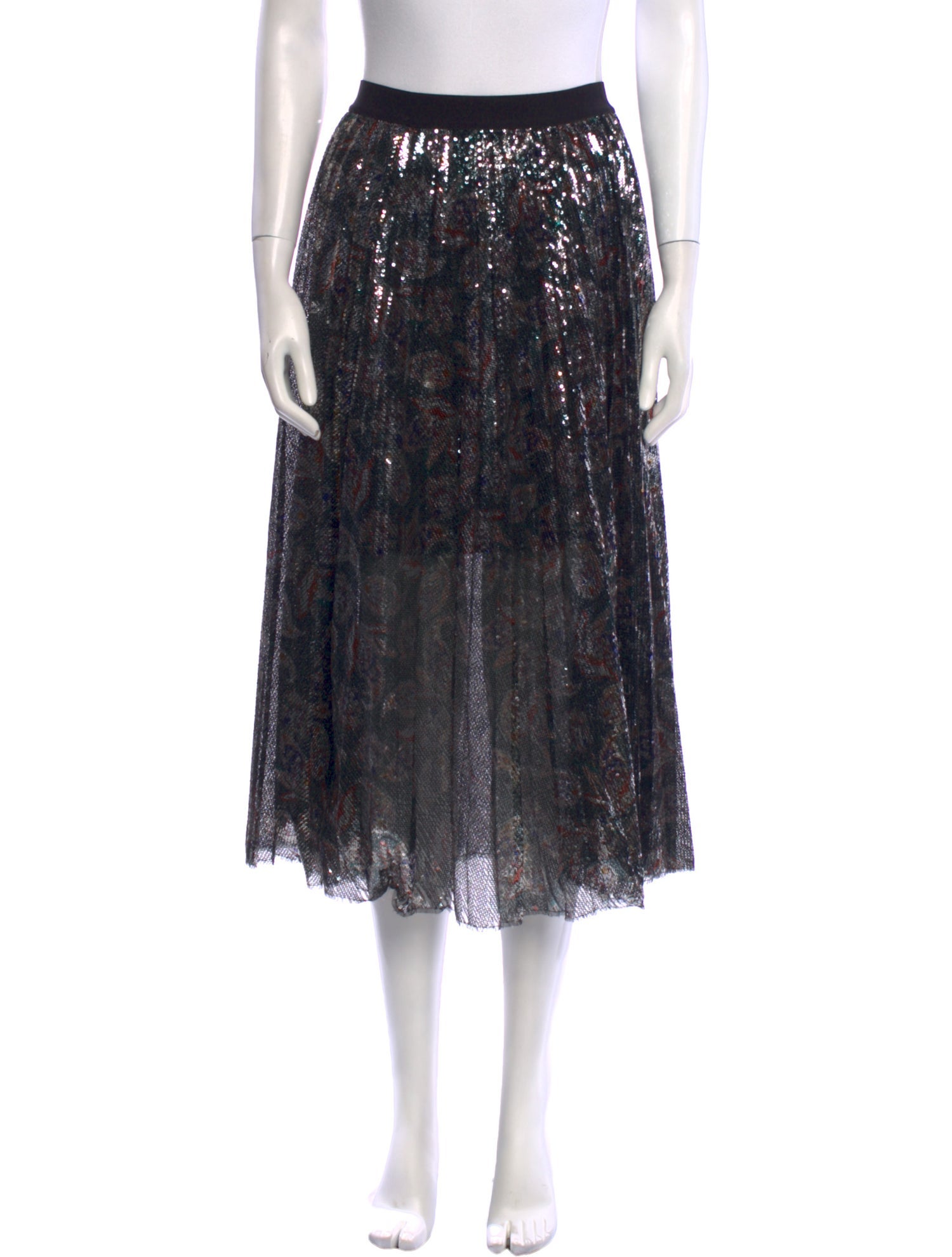 Maje Sequin Embellishments Midi Length Skirt