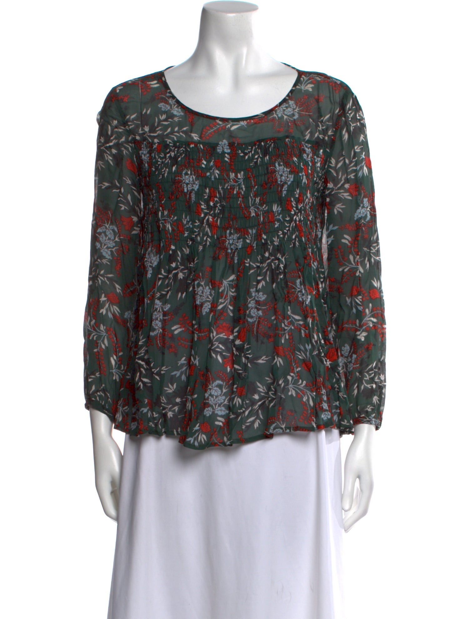 Maje Floral Print Scoop Neck Blouse