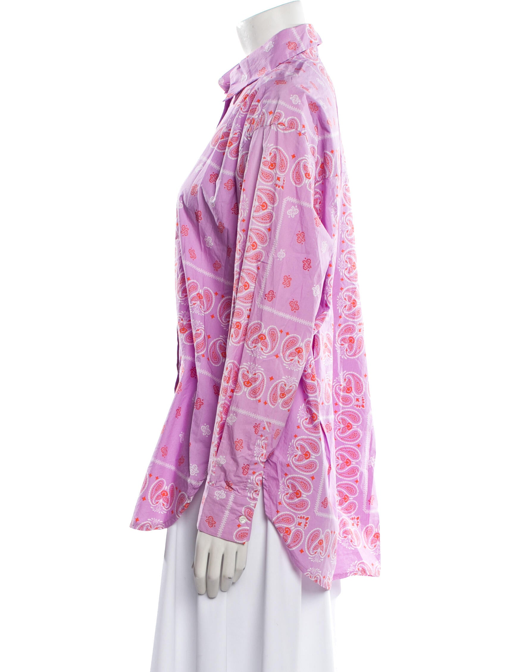 Maje Paisley Print Long Sleeve Button-Up Top