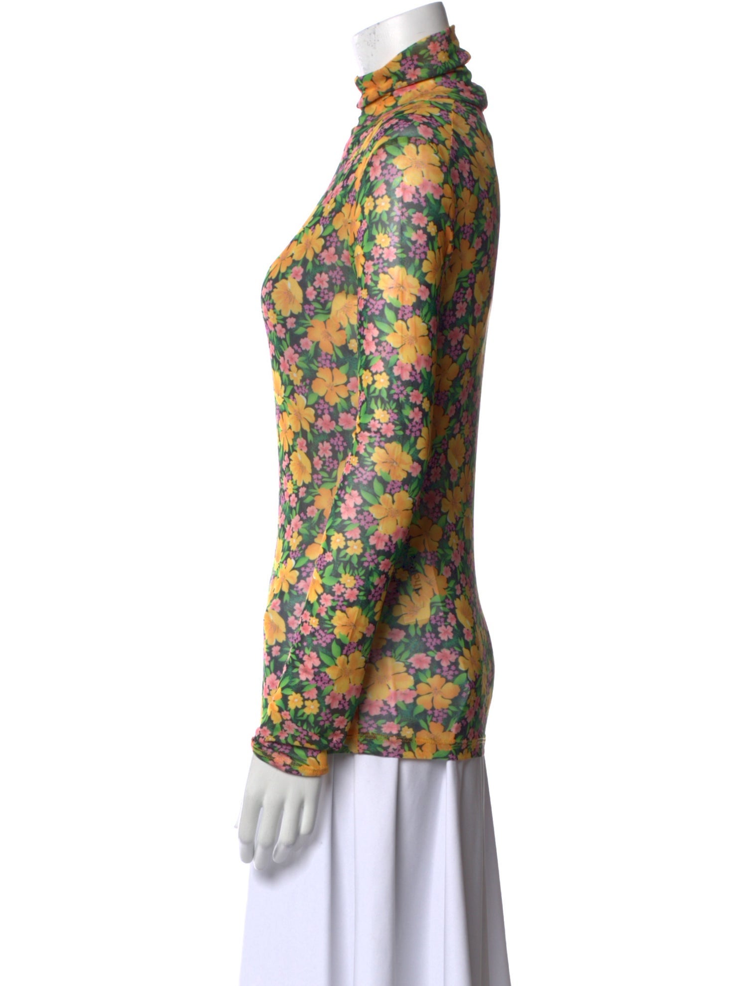 Maje Floral Print Mock Neck Blouse