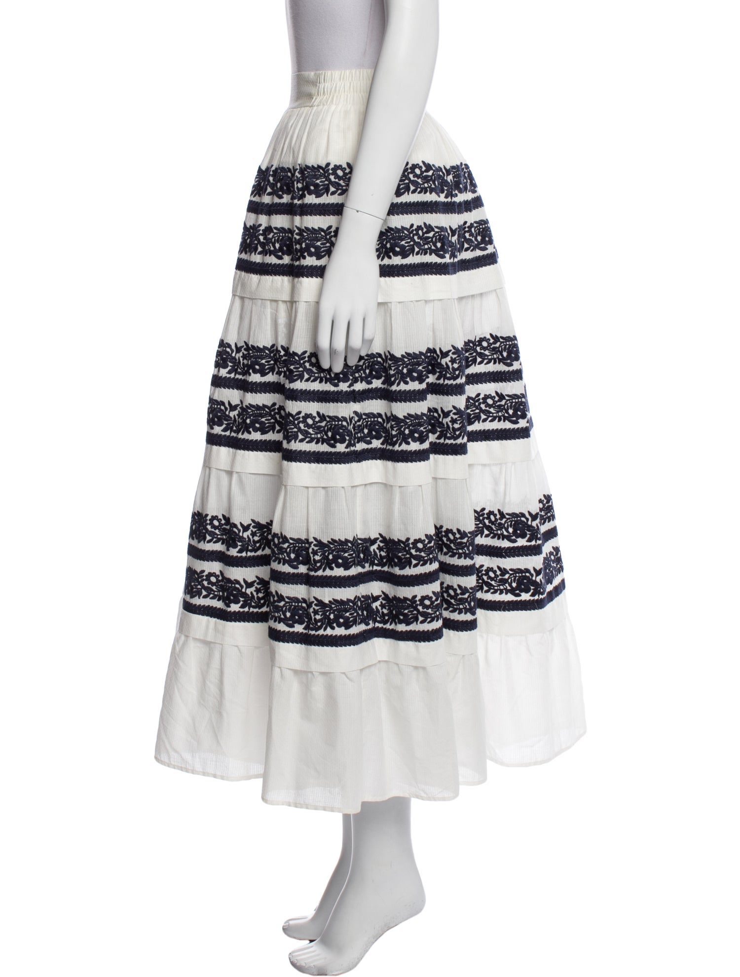 Maje Striped Midi Length Skirt