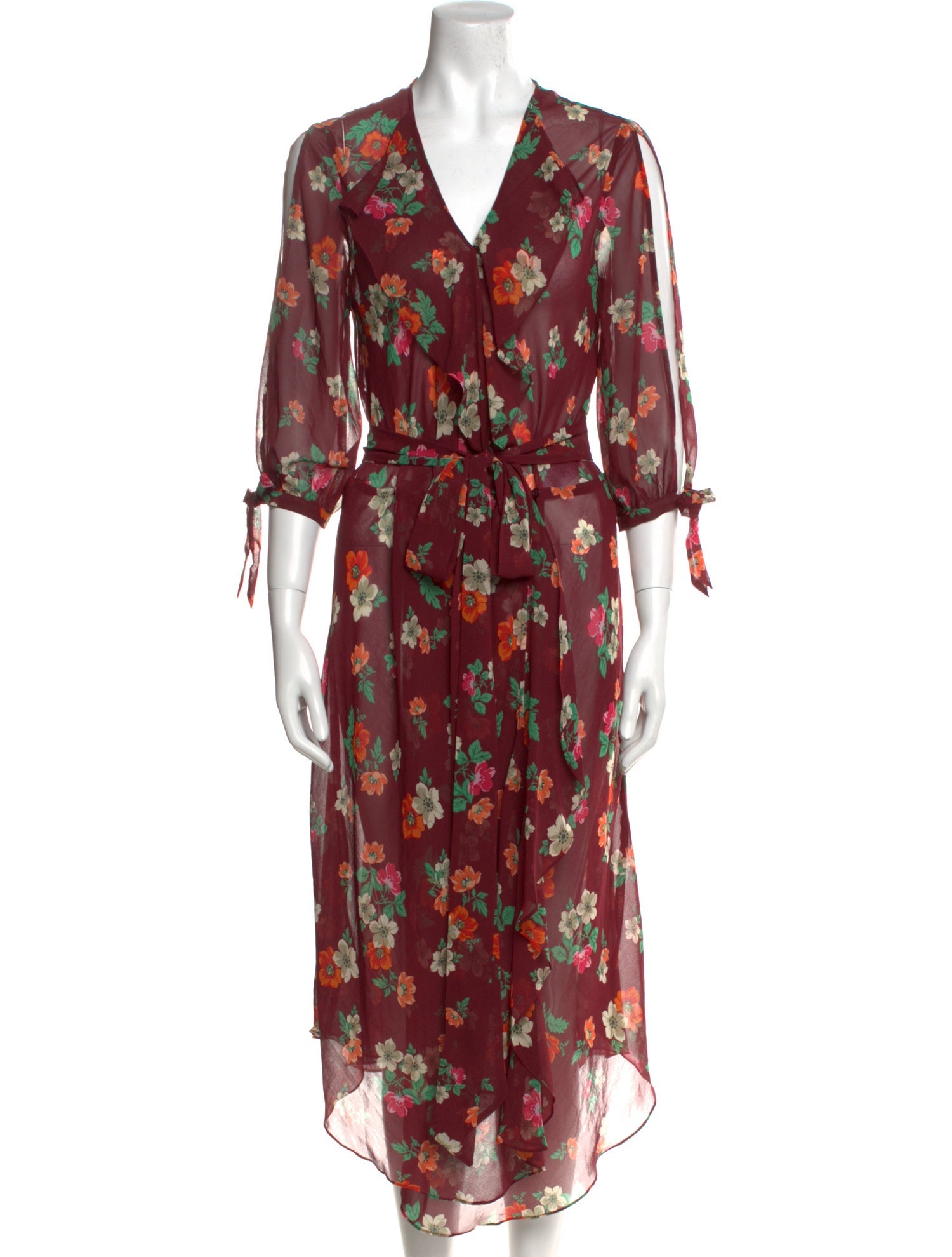 Maje Floral Print Midi Length Dress